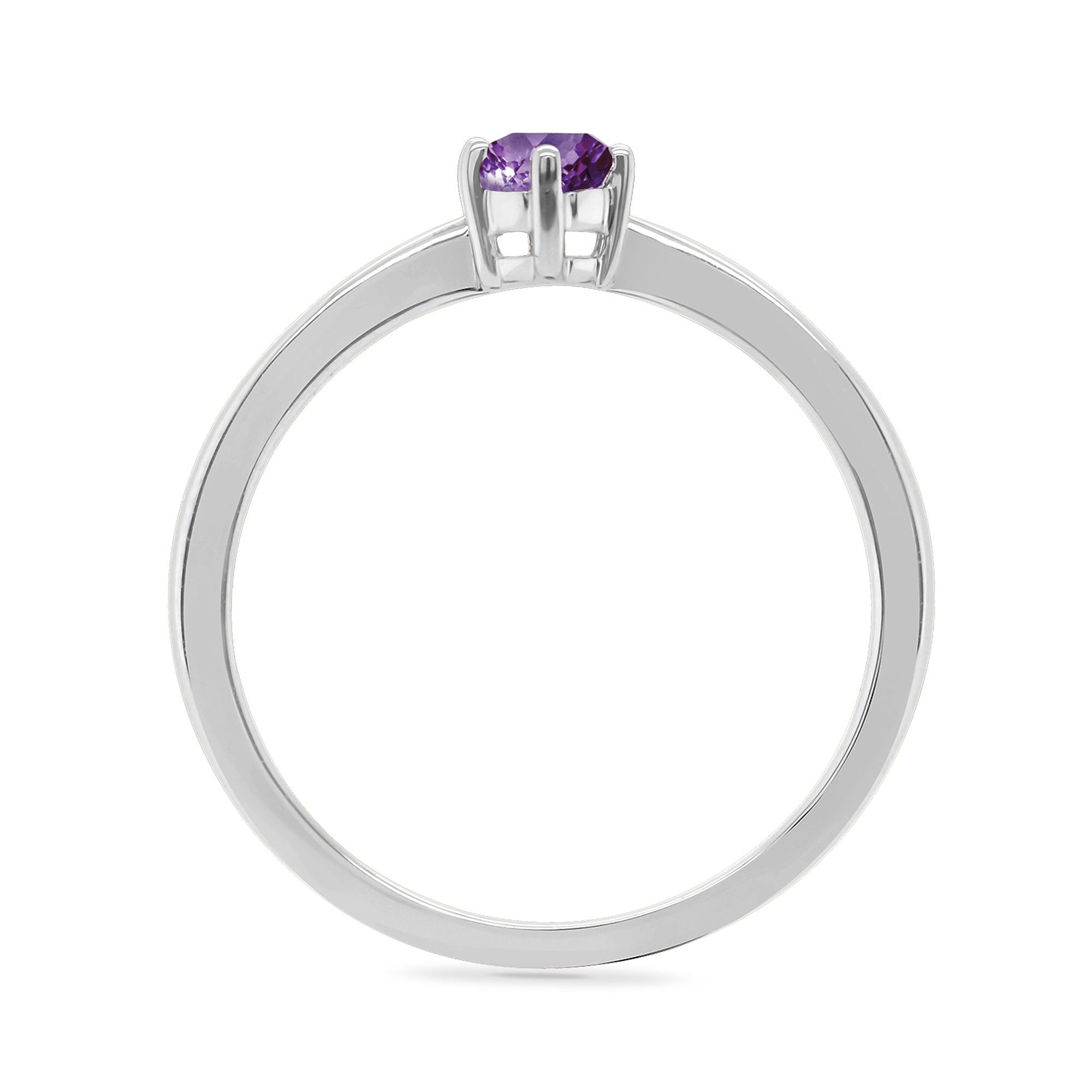 9ct white gold checkerboard cut  6x4mm oval amethyst ring