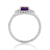 9ct white gold 8x6mm oval amethyst & diamond 2 row cluster ring 0.24ct