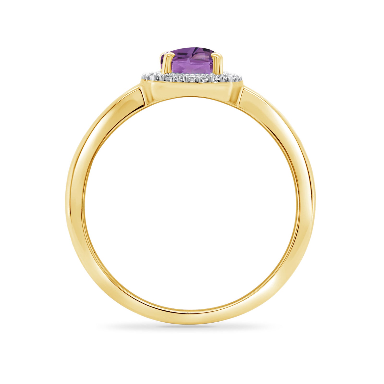 9ct gold amethyst & diamond cluster ring 0.08ct