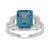 9ct white gold 10x8mm octagon blue topaz & diamond ring 0.11ct