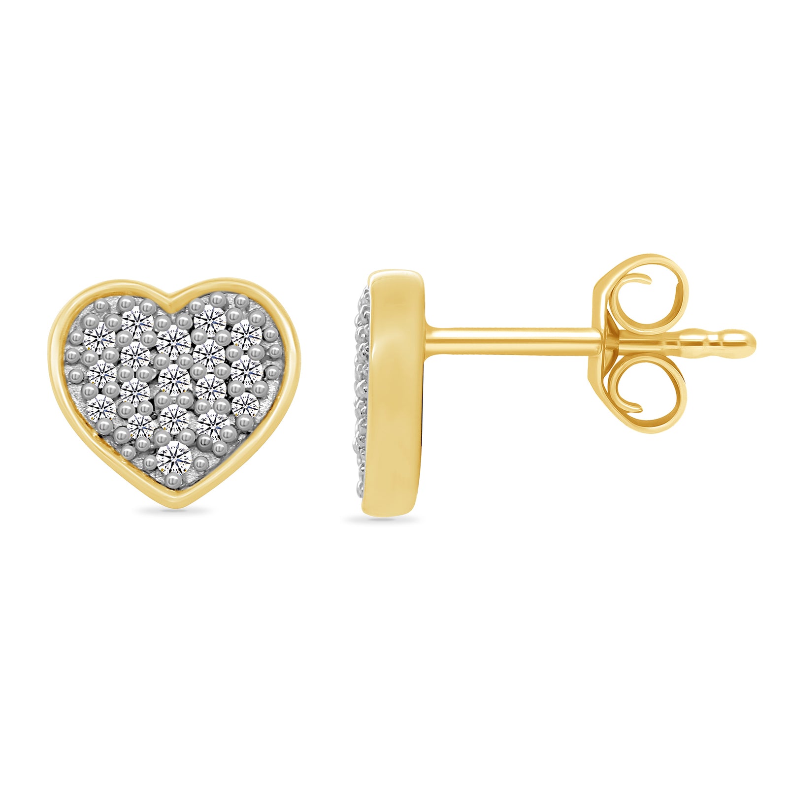 9ct gold diamond set heart shape stud earrings 0.10ct