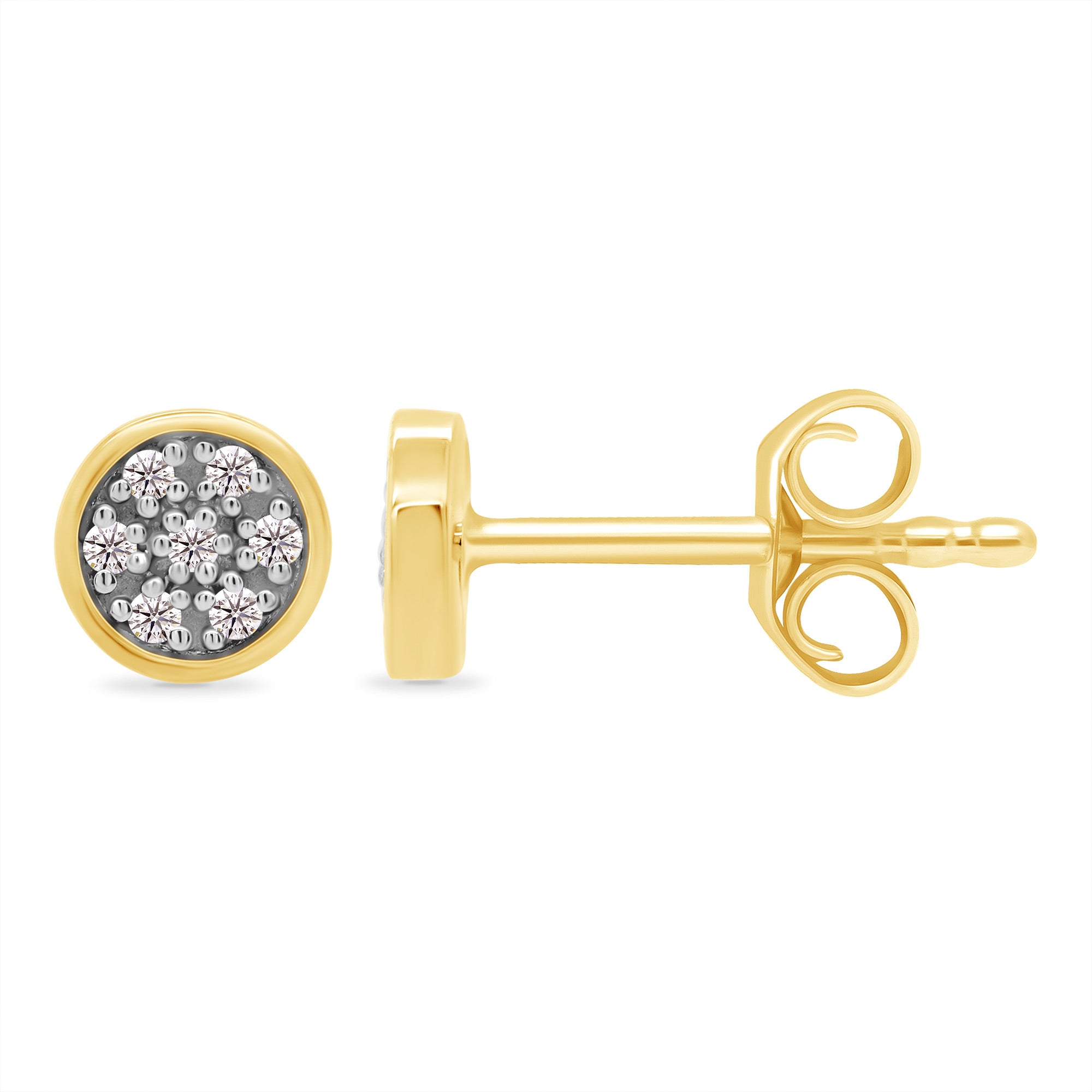9ct gold diamond set round stud earrings 0.10ct