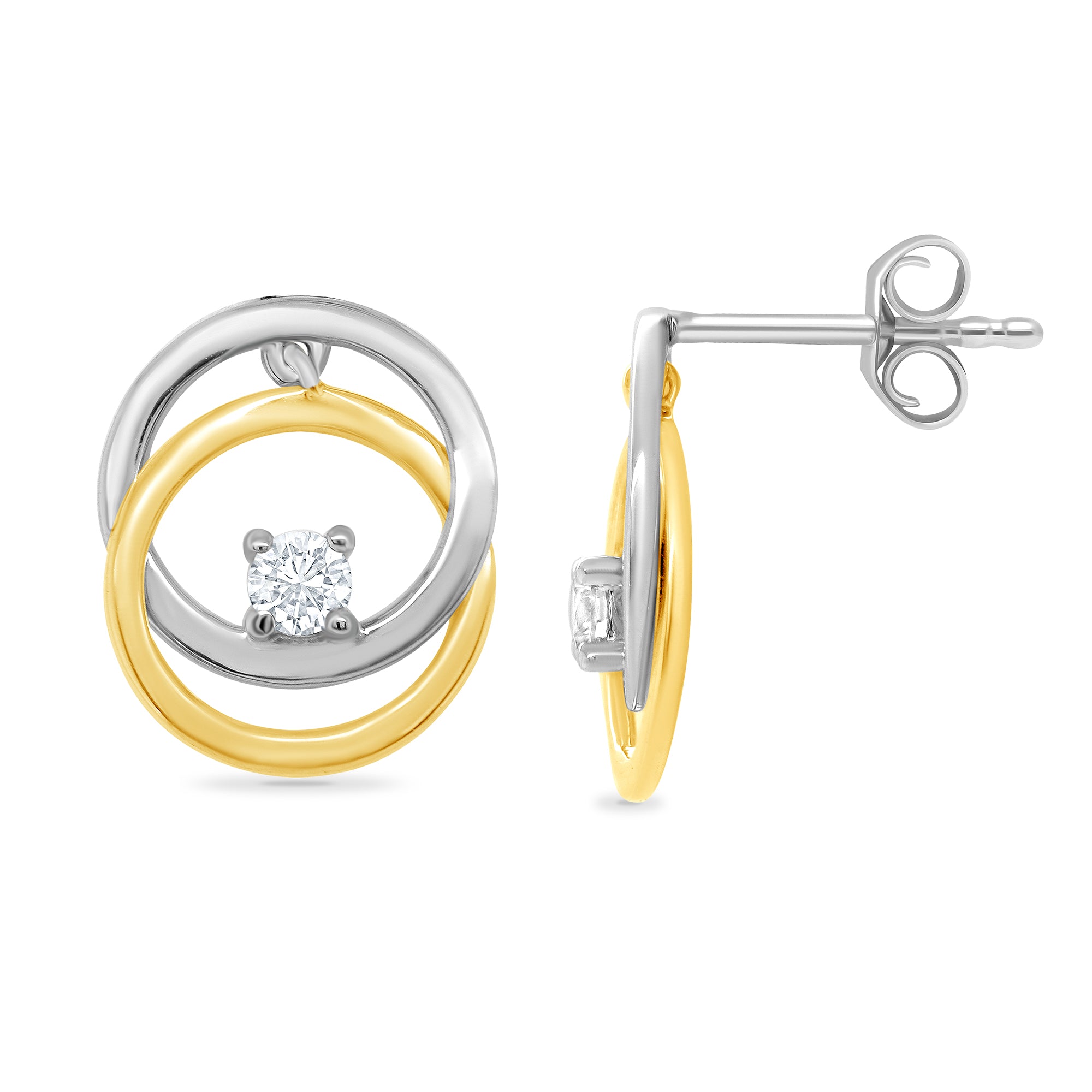 9ct white/yellow gold diamond set drop earrings 0.15ct