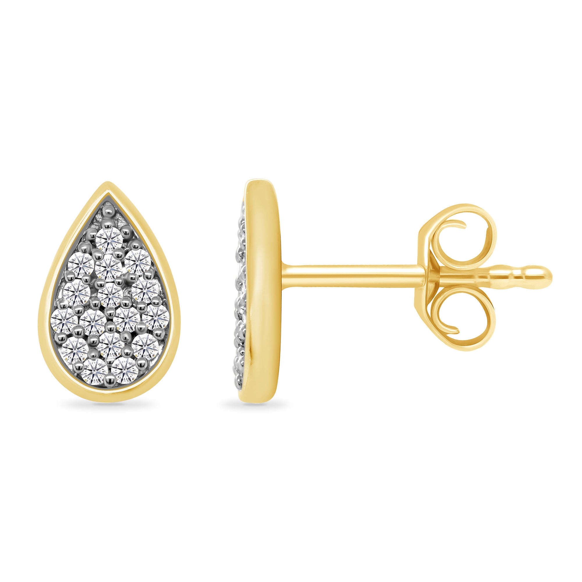 9ct gold diamond set pear shape stud earrings 0.12ct