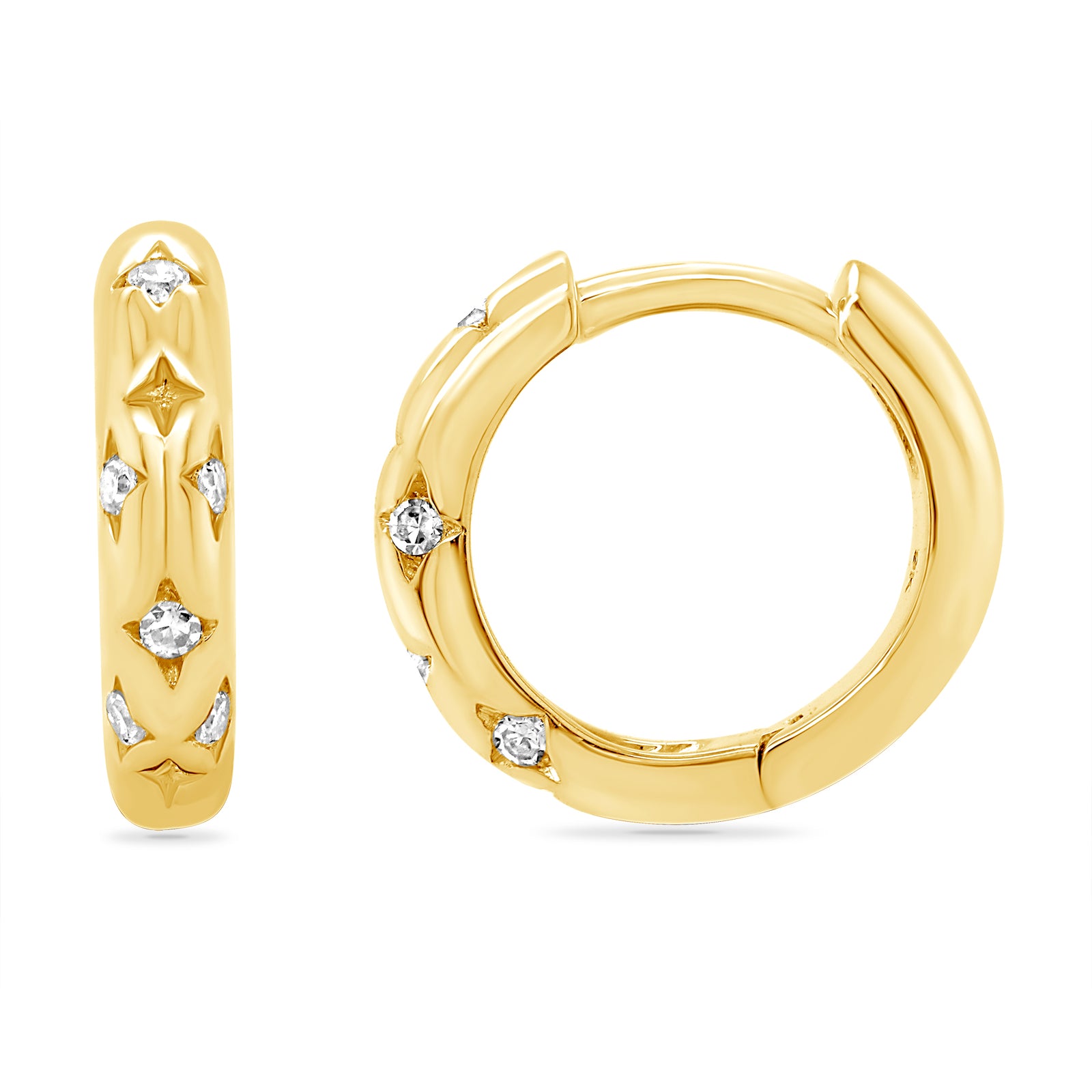 9ct gold diamond set round huggy earrings 0.07ct