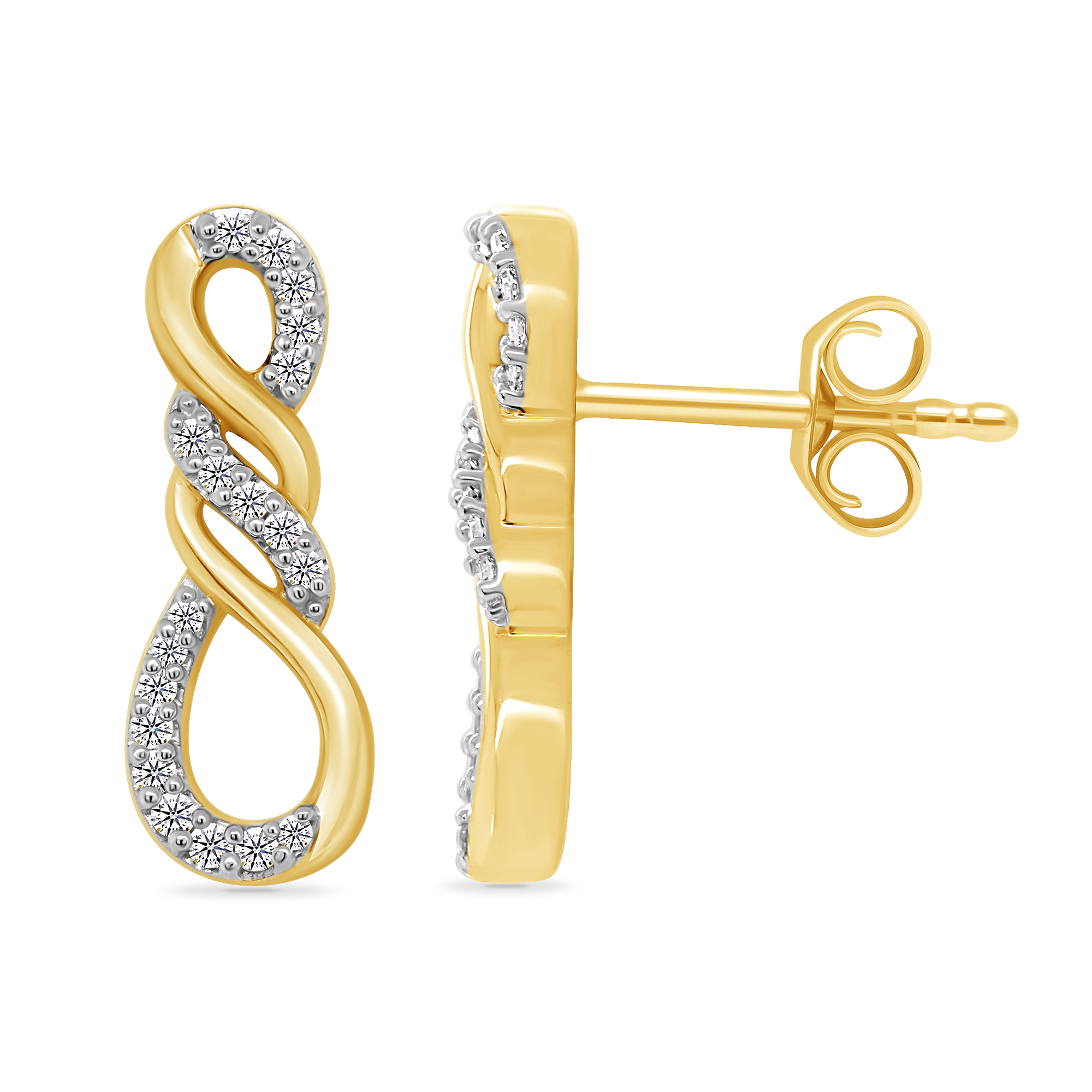 9ct gold diamond set stud earrings 0.14ct