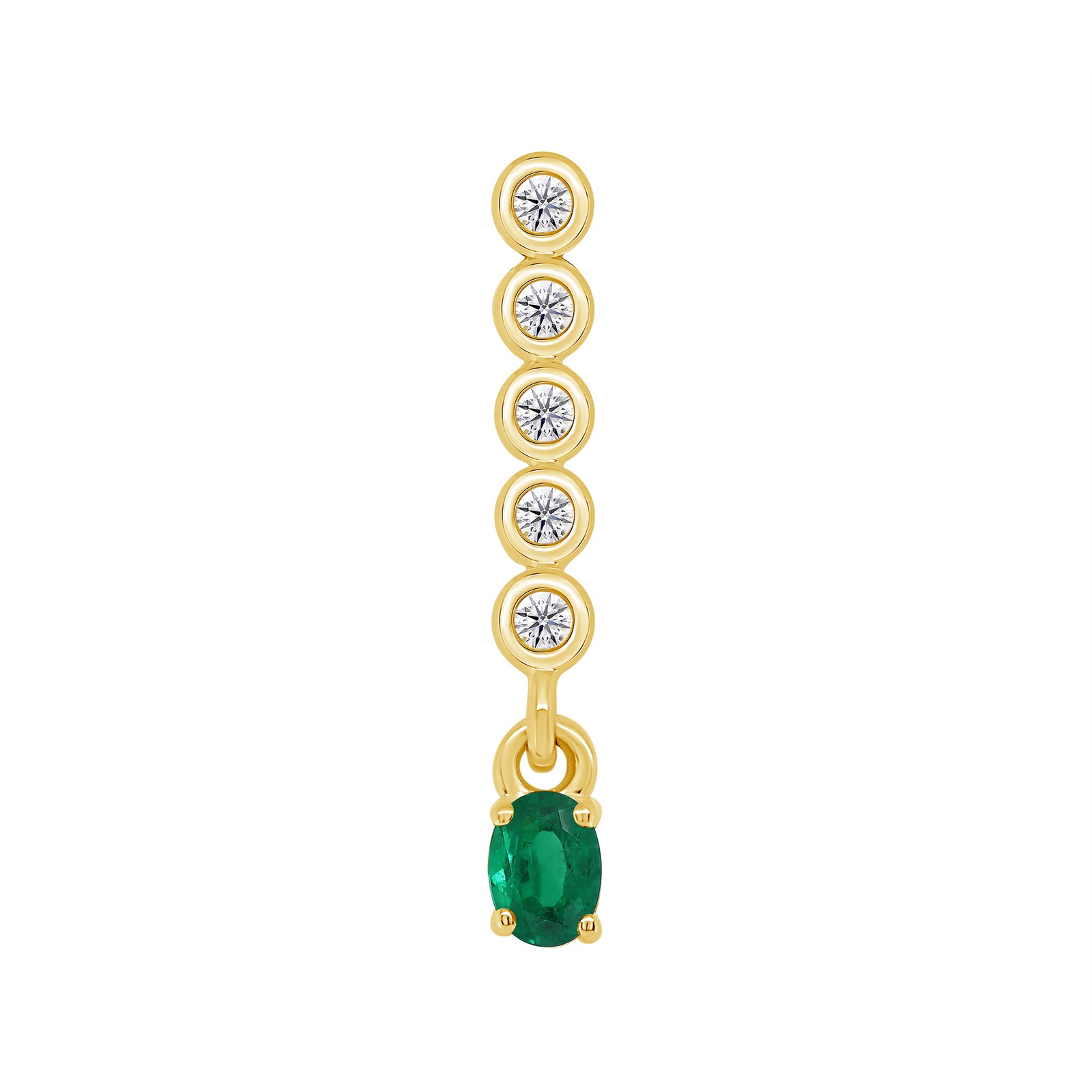 9ct gold 5x4 oval emerald & diamond pendant 0.10ct