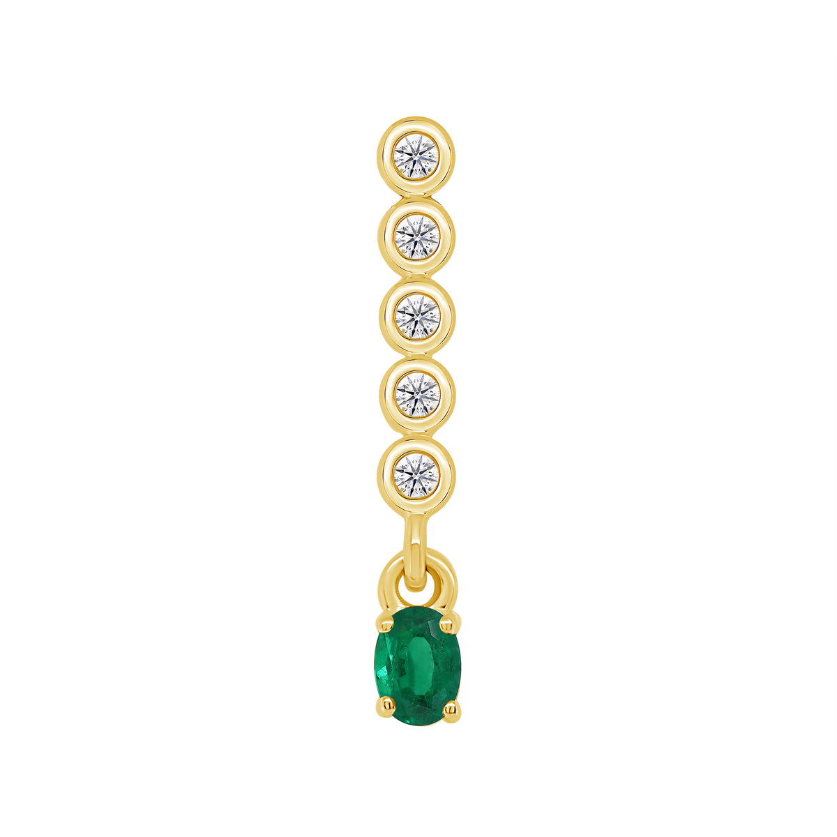 9ct gold 5x4 oval emerald &amp; diamond pendant 0.10ct