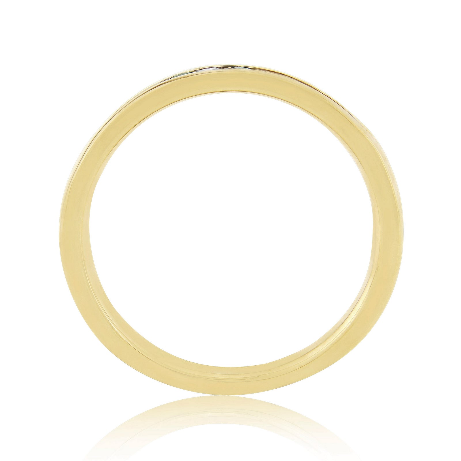 9ct gold emerald & diamond channel set half et ring 0.11ct