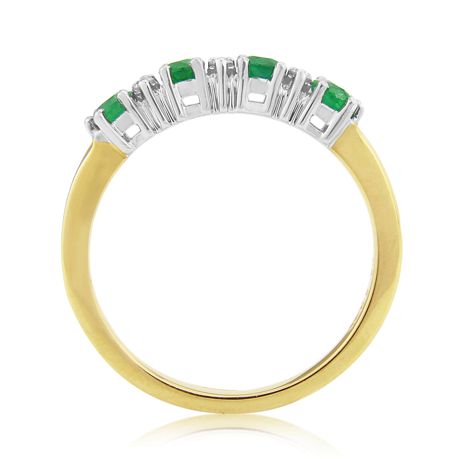 9ct gold 4x3mm oval emeralds & diamond half et ring 0.08ct