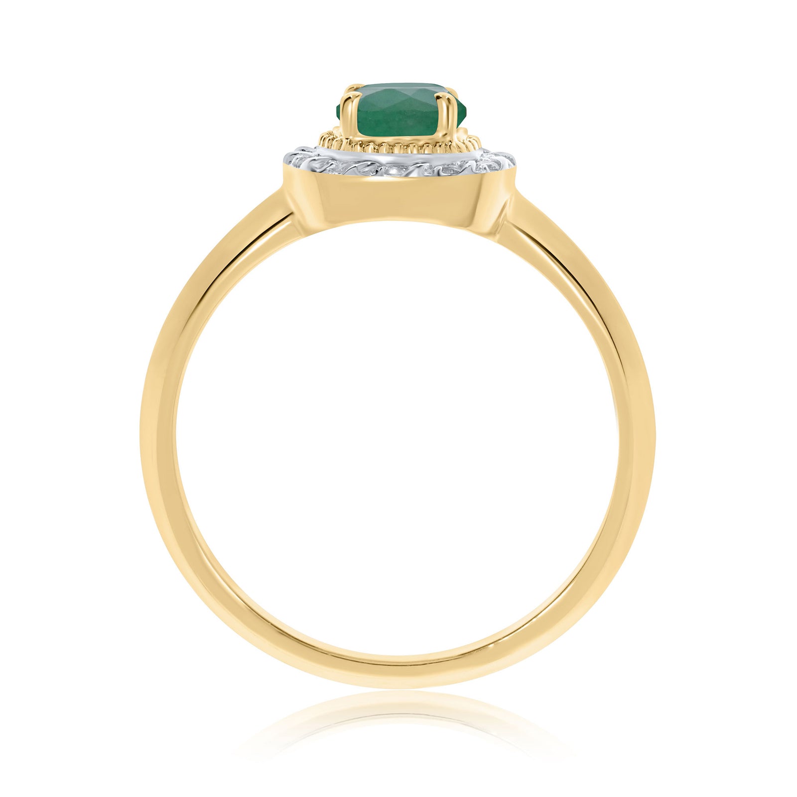 9ct gold 5mm round emerald & diamond cluster ring 0.08ct