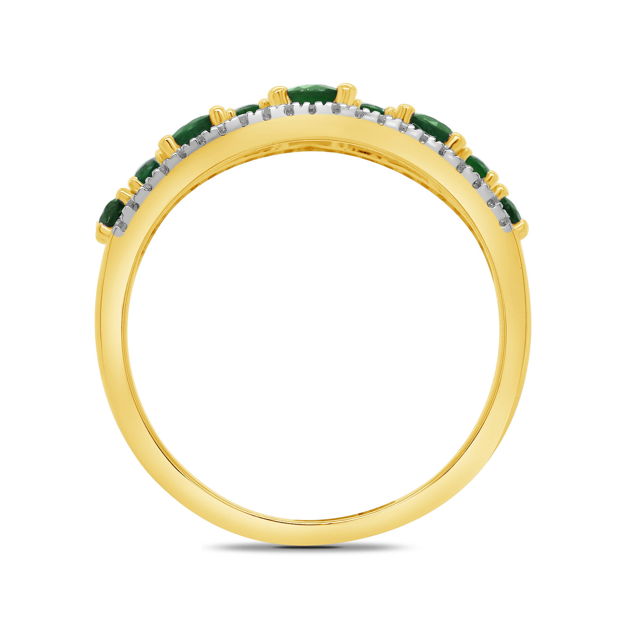 9ct gold emerald & diamond half et ring 0.17ct