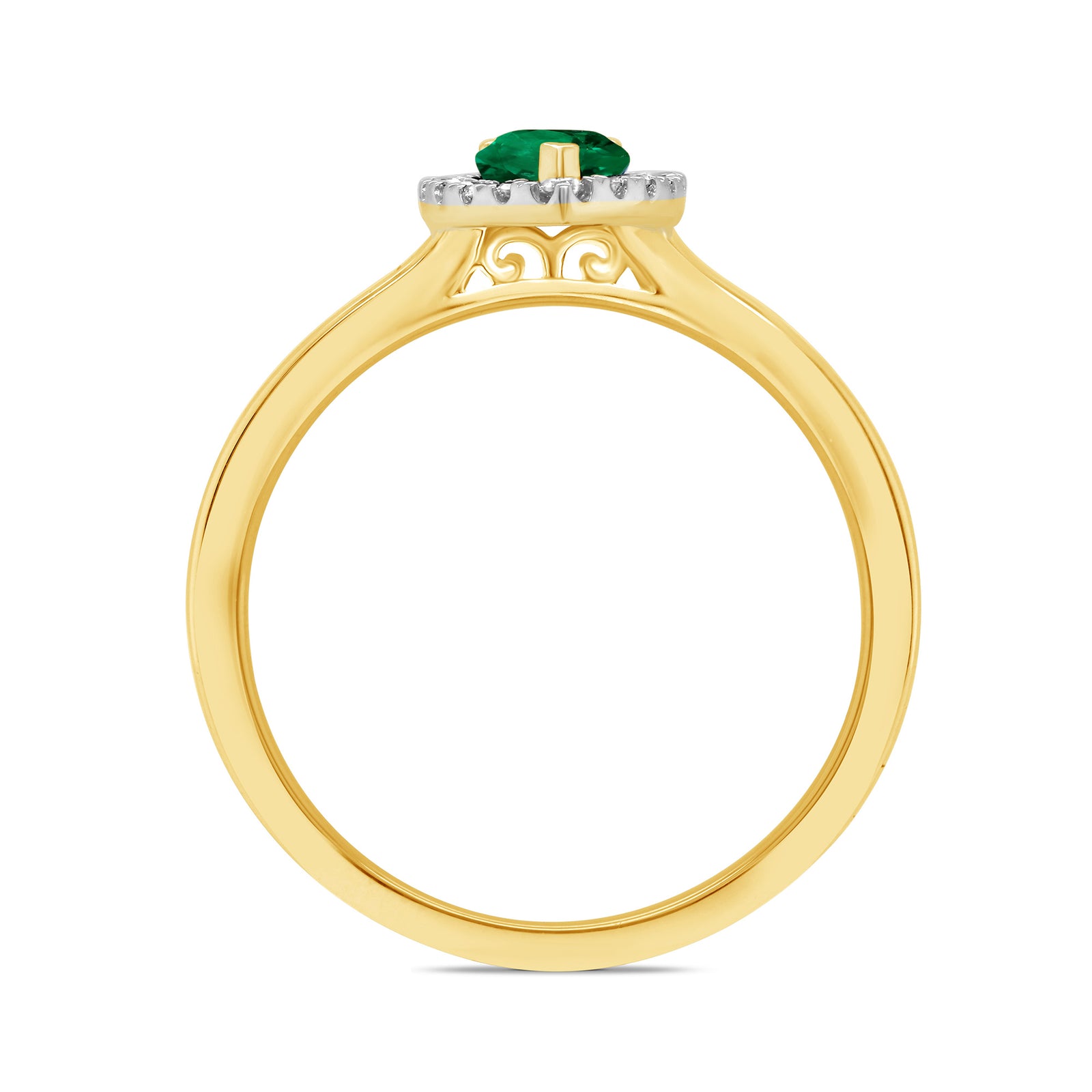 9ct gold 6x4mm pear shape emerald & diamond cluster ring 0.10ct