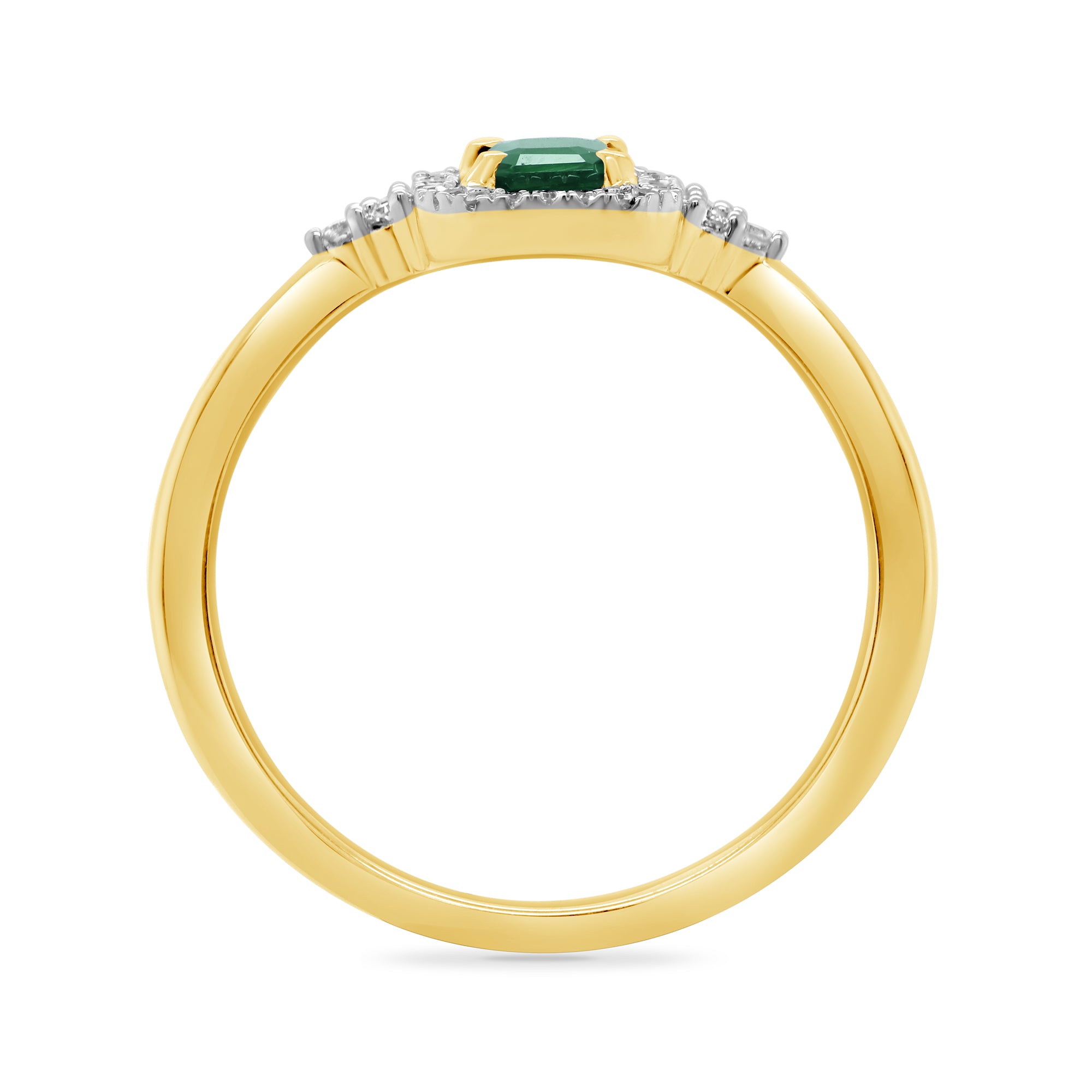 9ct gold 6x4mm octagon emerald & diamond cluster ring 0.10ct