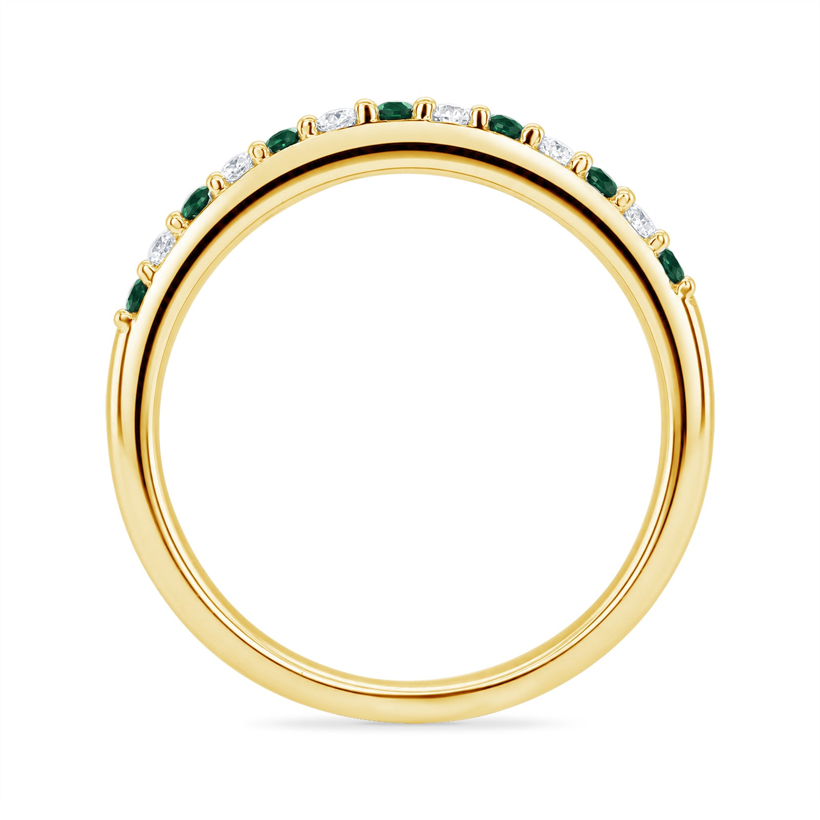 9ct gold emerald & diamond half et ring 0.11ct