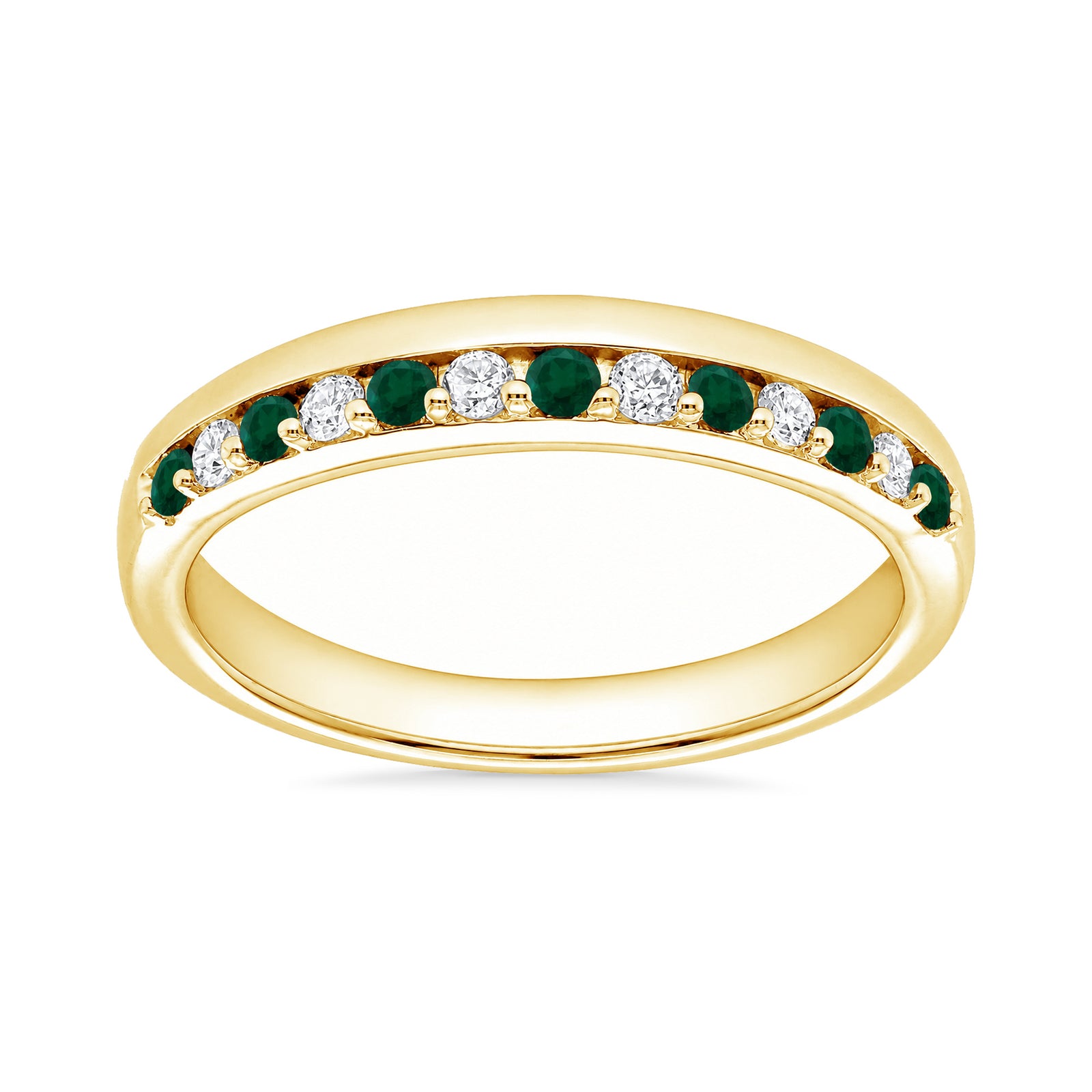 9ct gold emerald & diamond half et ring 0.11ct