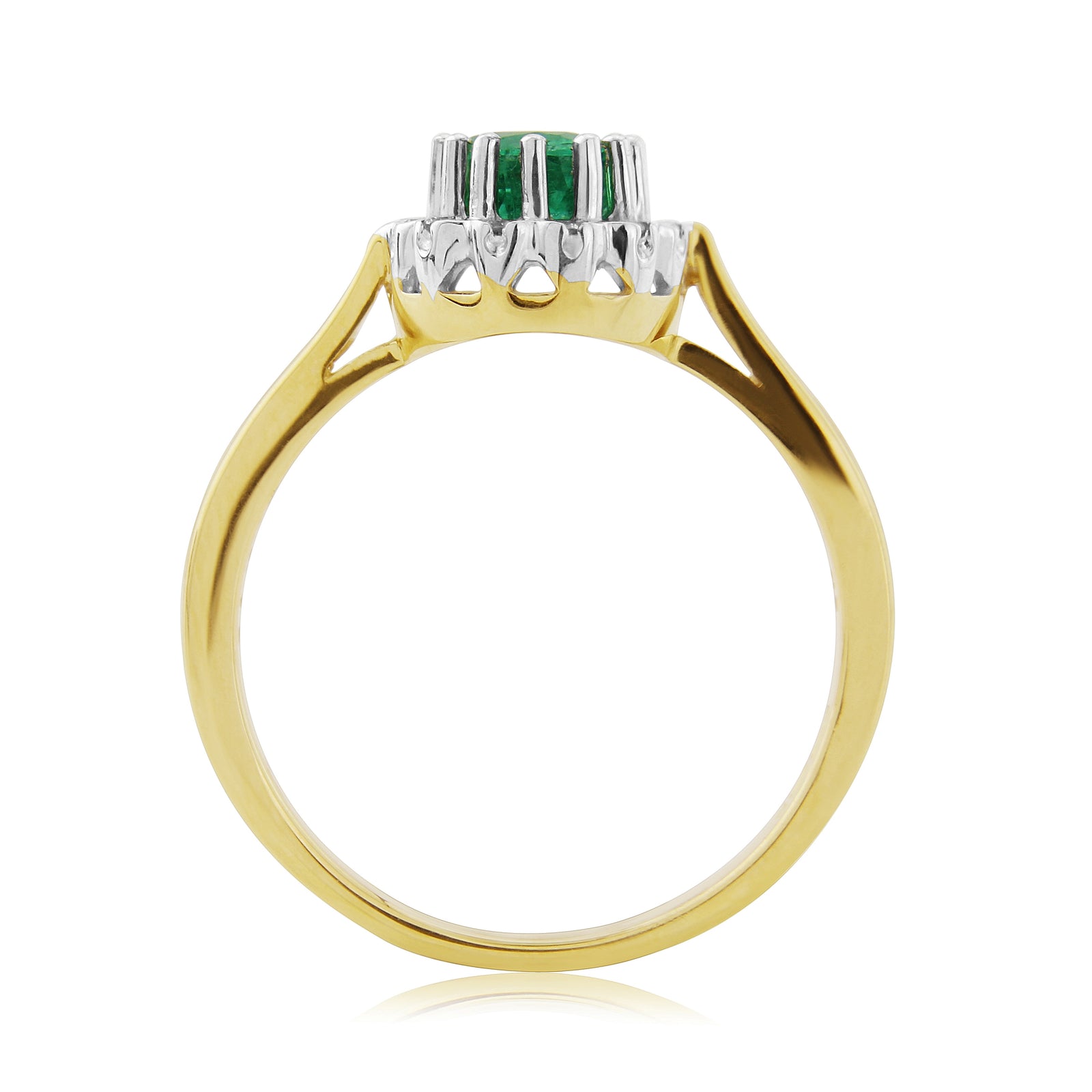 9ct gold 7x5mm oval emerald & diamond cluster ring 0.12ct
