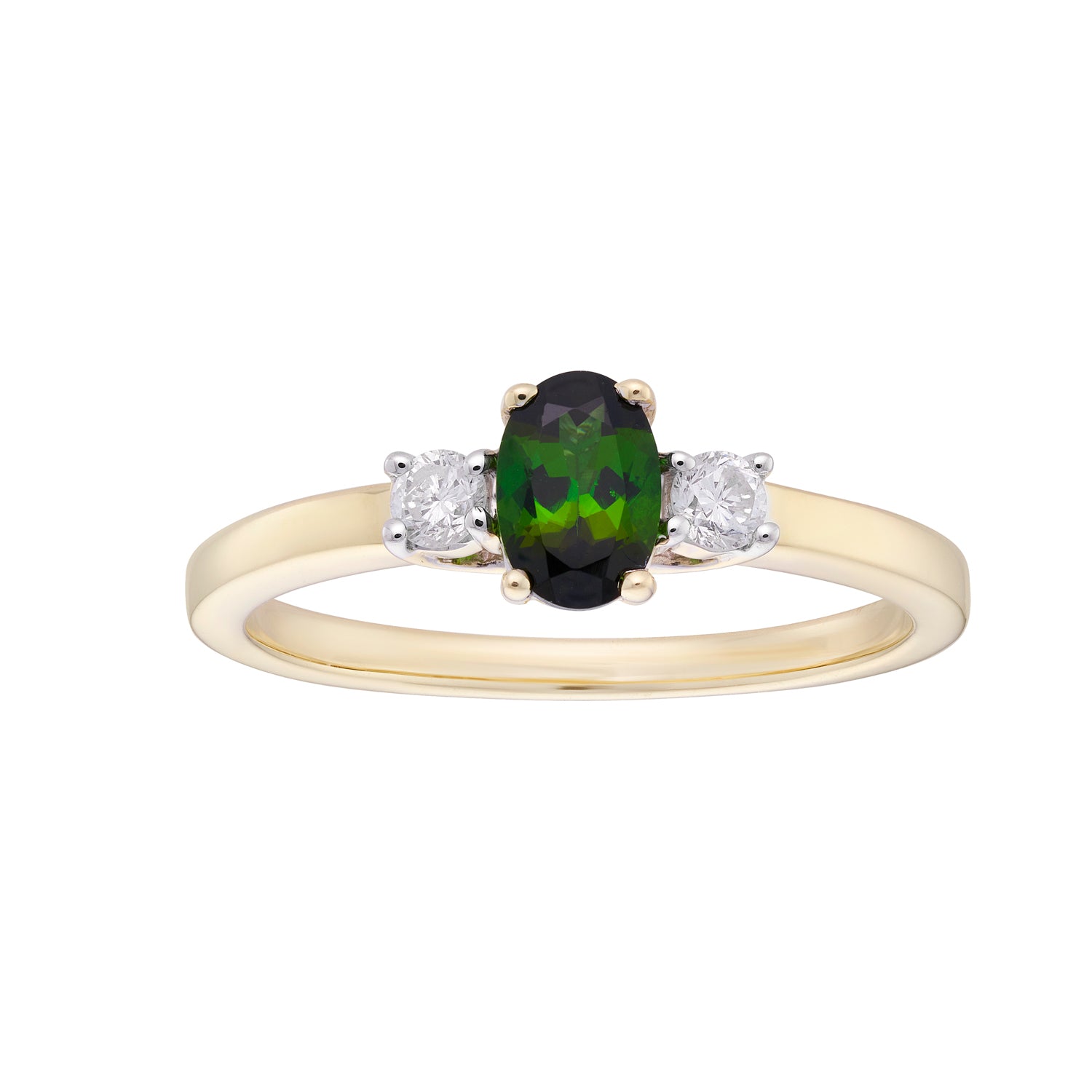 9ct gold Green Tourmaline & diamond ring 0.15ct