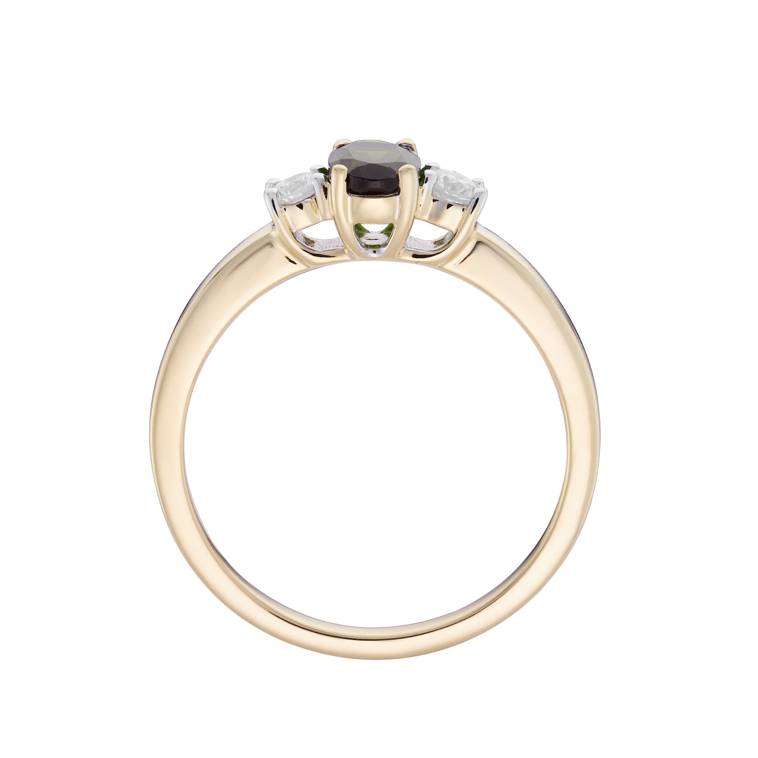 9ct gold Green Tourmaline & diamond ring 0.15ct