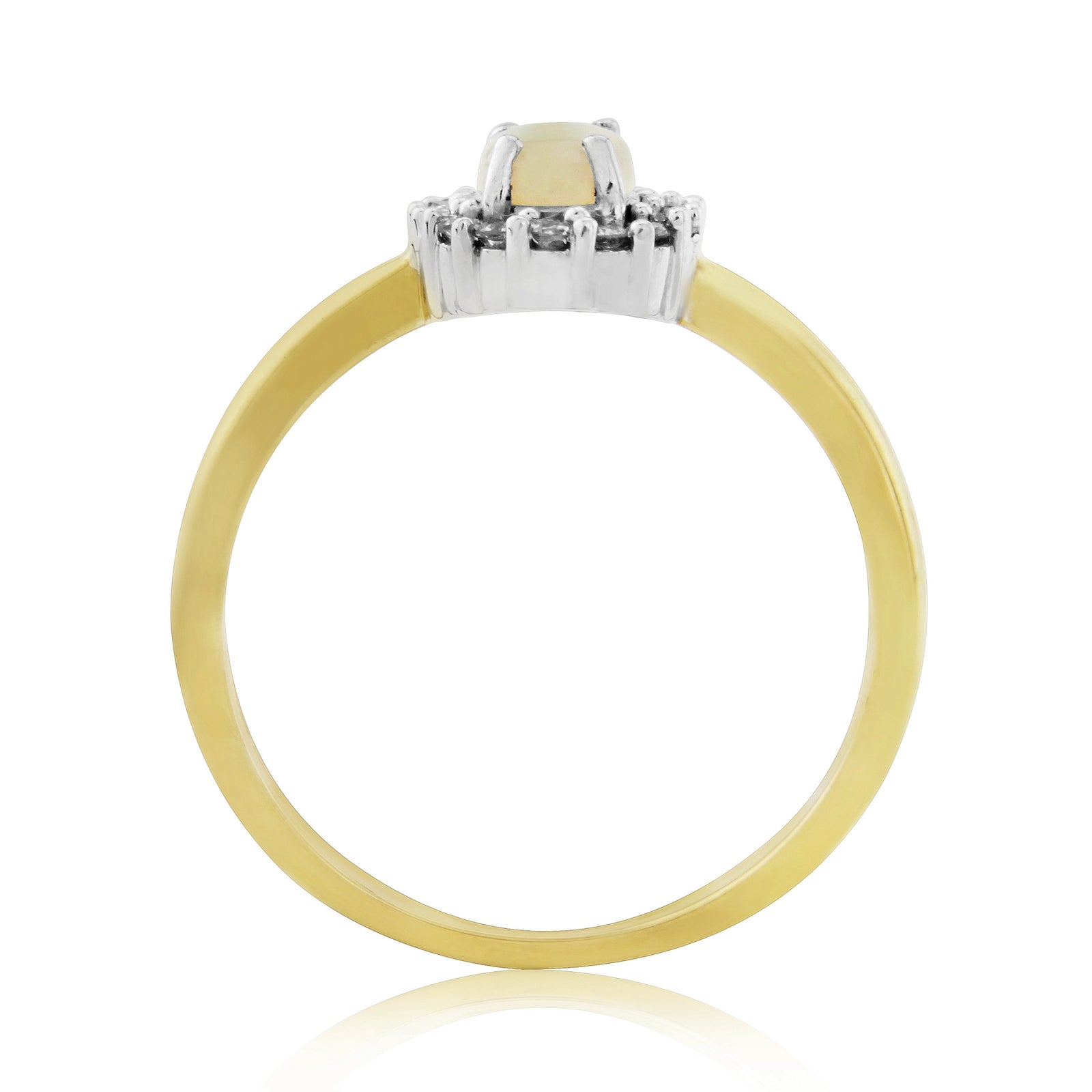 9ct gold 6x4mm oval opal & diamond set cluster ring 0.16ct