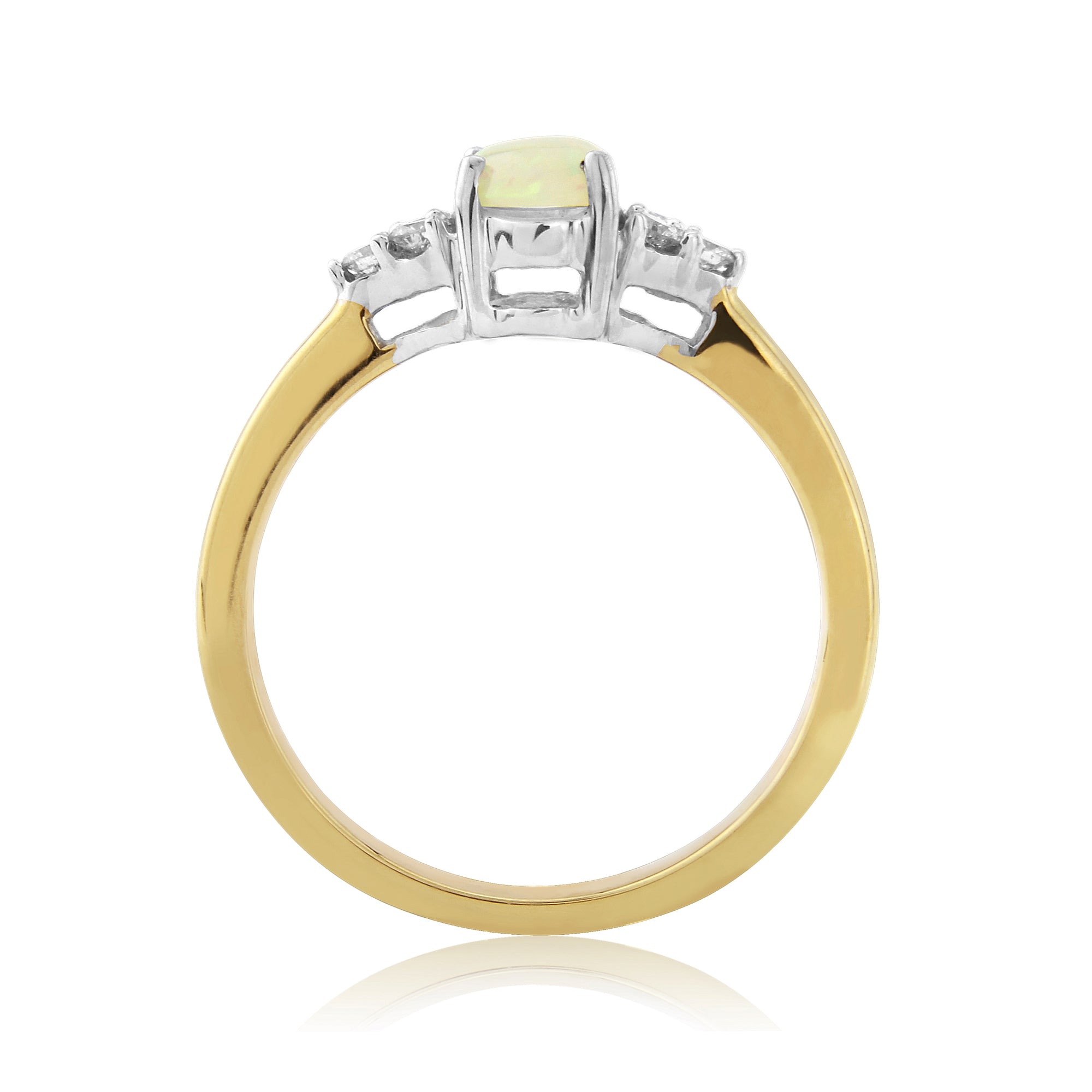 9ct gold 7x5mm oval opal & diamond ring 0.15ct