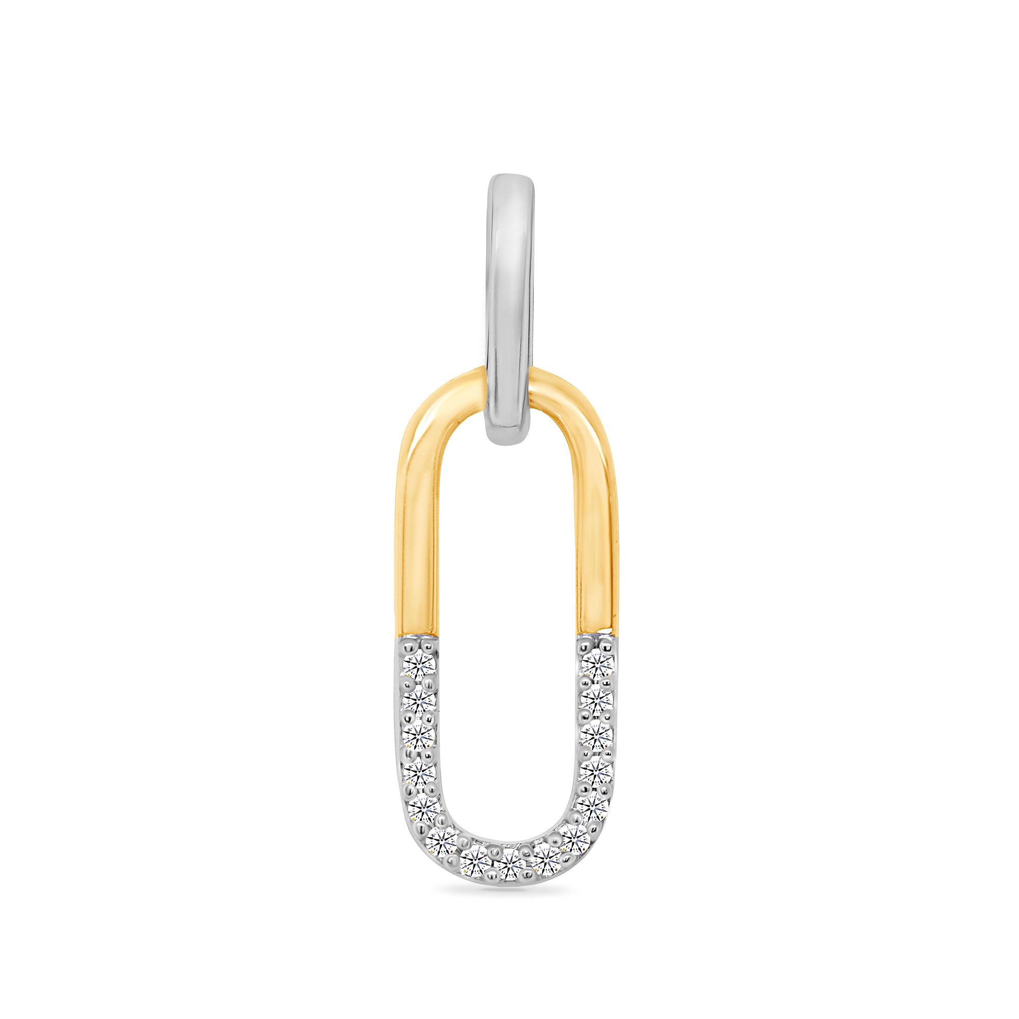 9ct white/yellow diamond paperclip pendant 0.06ct