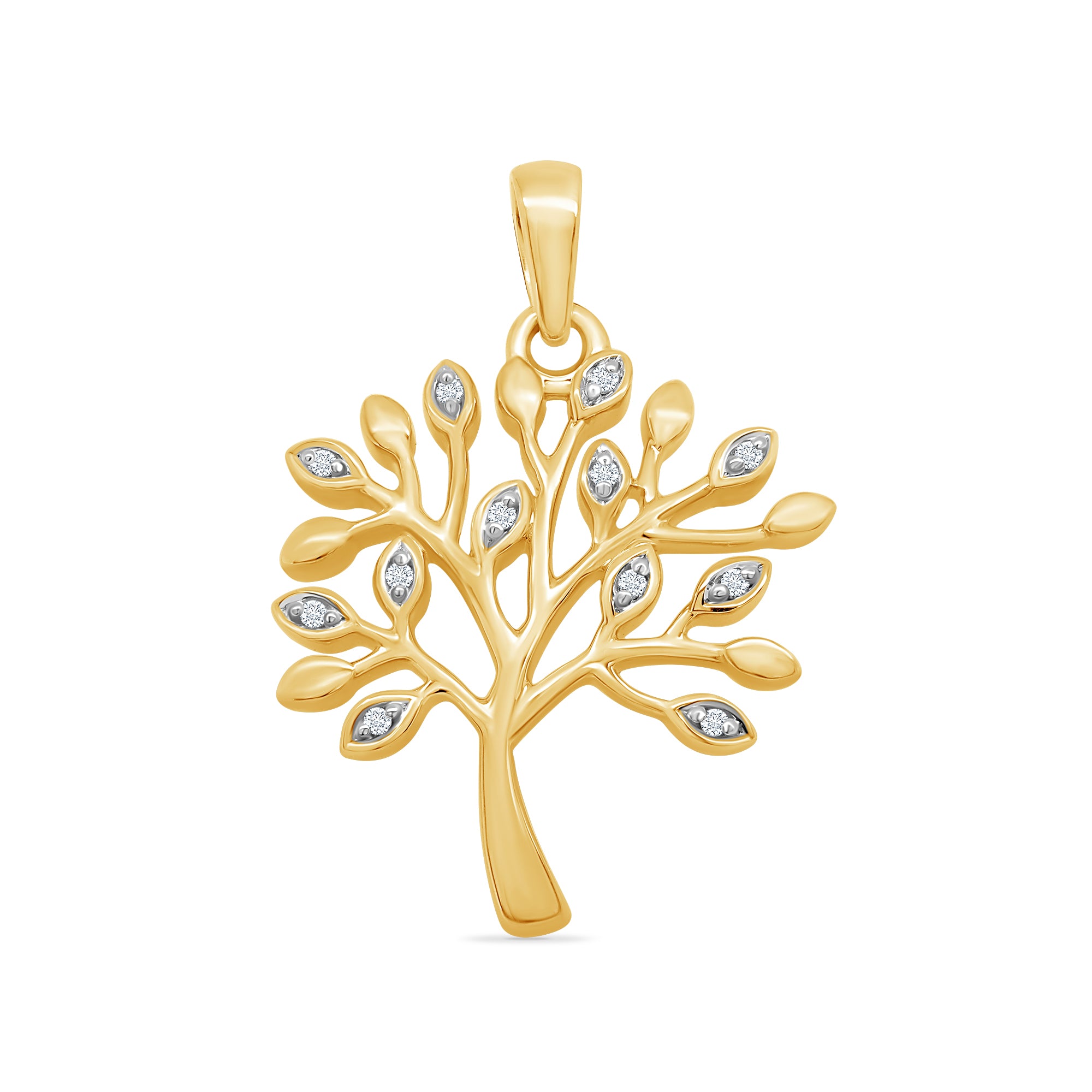 9ct gold diamond set tree of life pendant 0.05ct