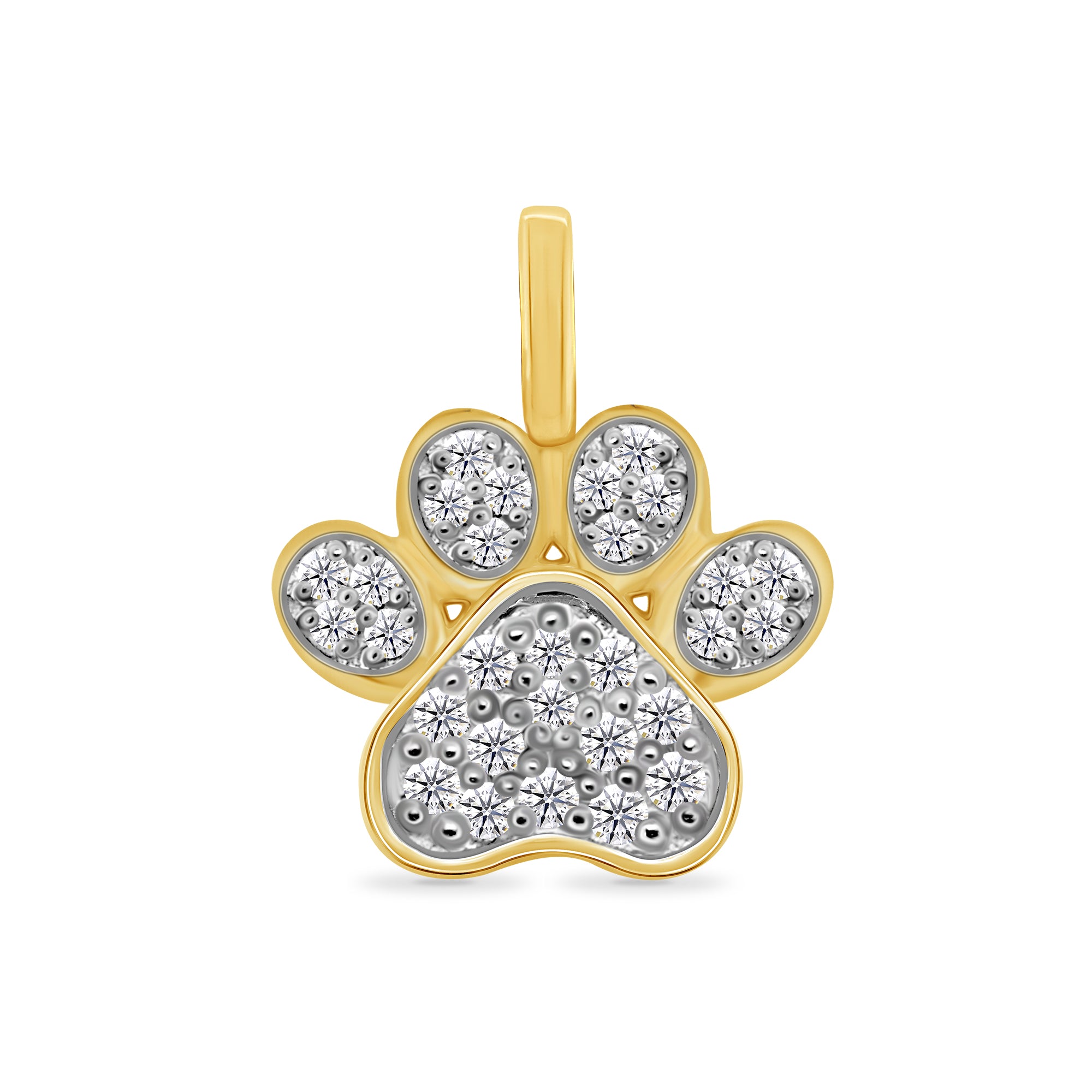 9ct gold diamond set dog paw pendant 0.12ct