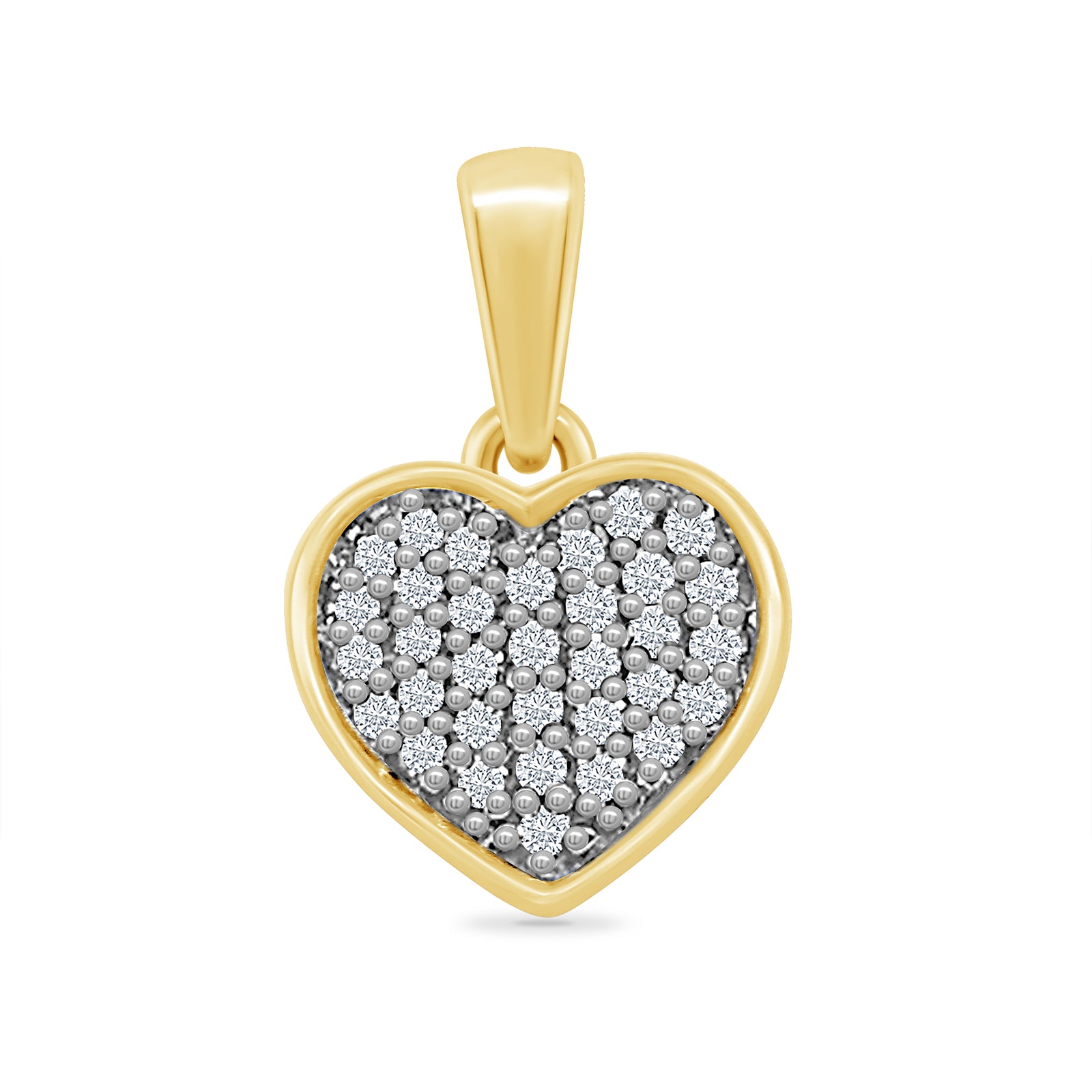 9ct gold pave set diamond heart pendant 0.10ct