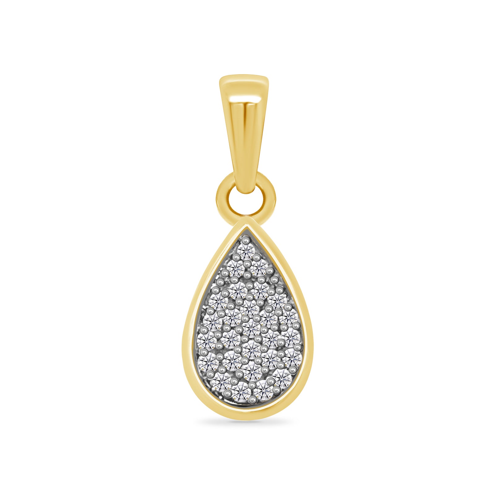 9ct gold pear shape pave set diamond pendant 0.10ct