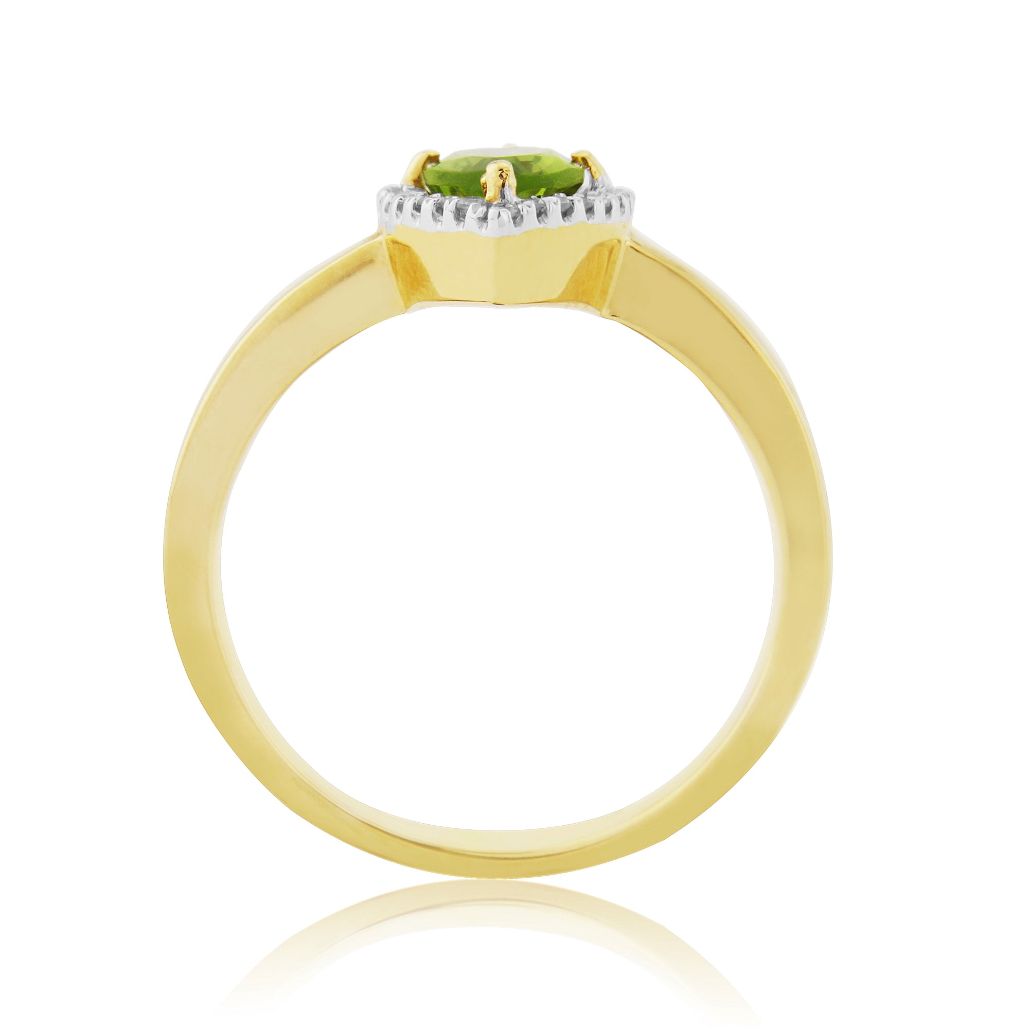 9ct gold 10x5mm marquise shape peridot & diamond cluster ring 0.11ct