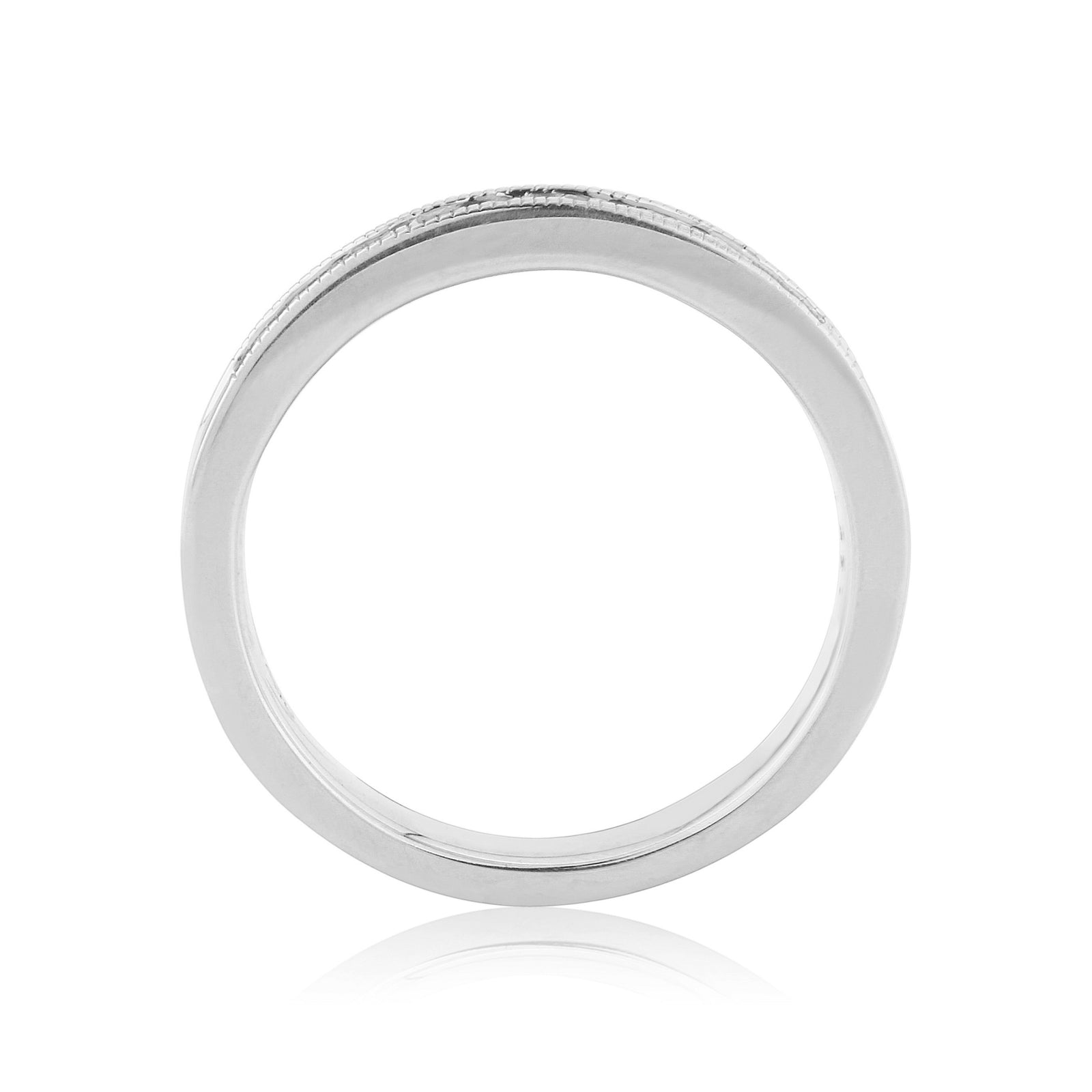 Platinum channel set millgrain edge diamond half et ring .25ct H/Si