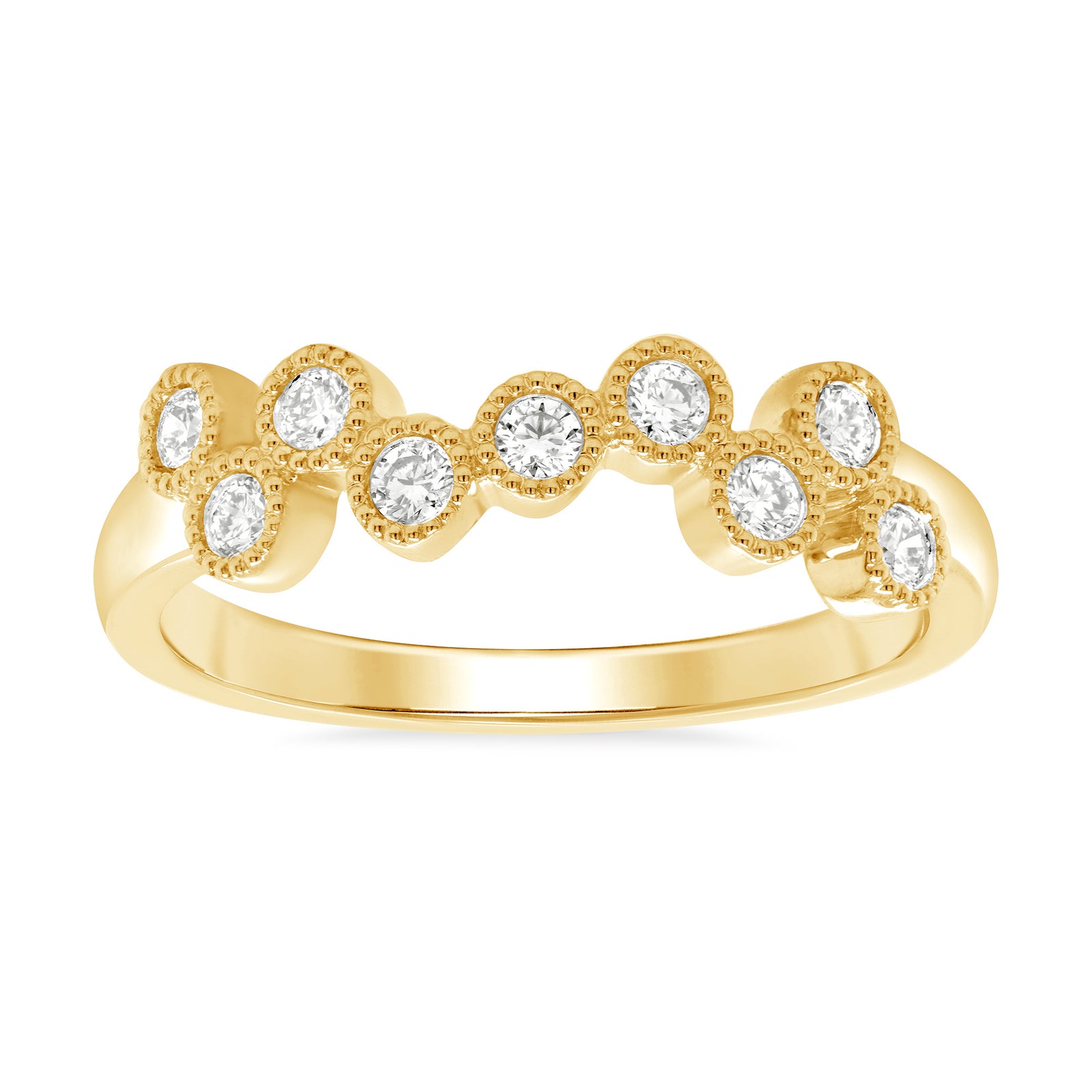 9ct gold asymmetric diamond set 'bubble' style ring 0.26ct