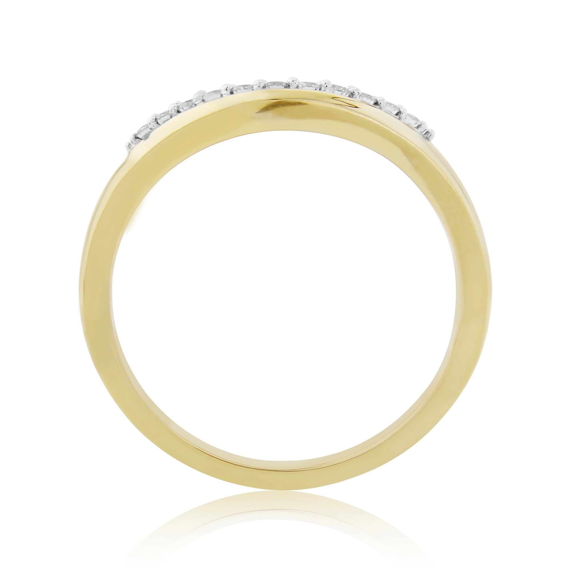 9ct gold diamond set wishbone ring 0.10ct