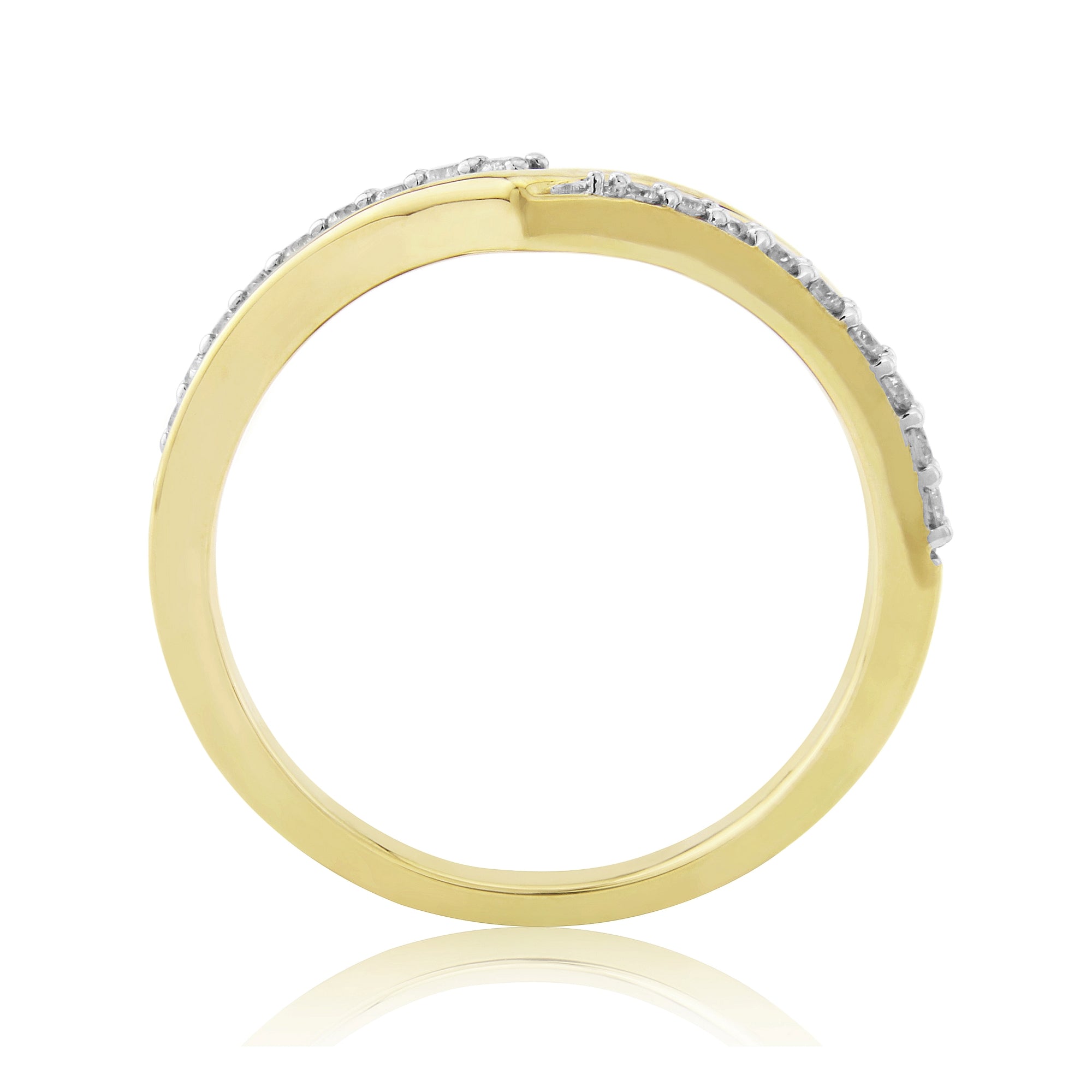 9ct gold diamond set crossover wishbone ring 0.20ct