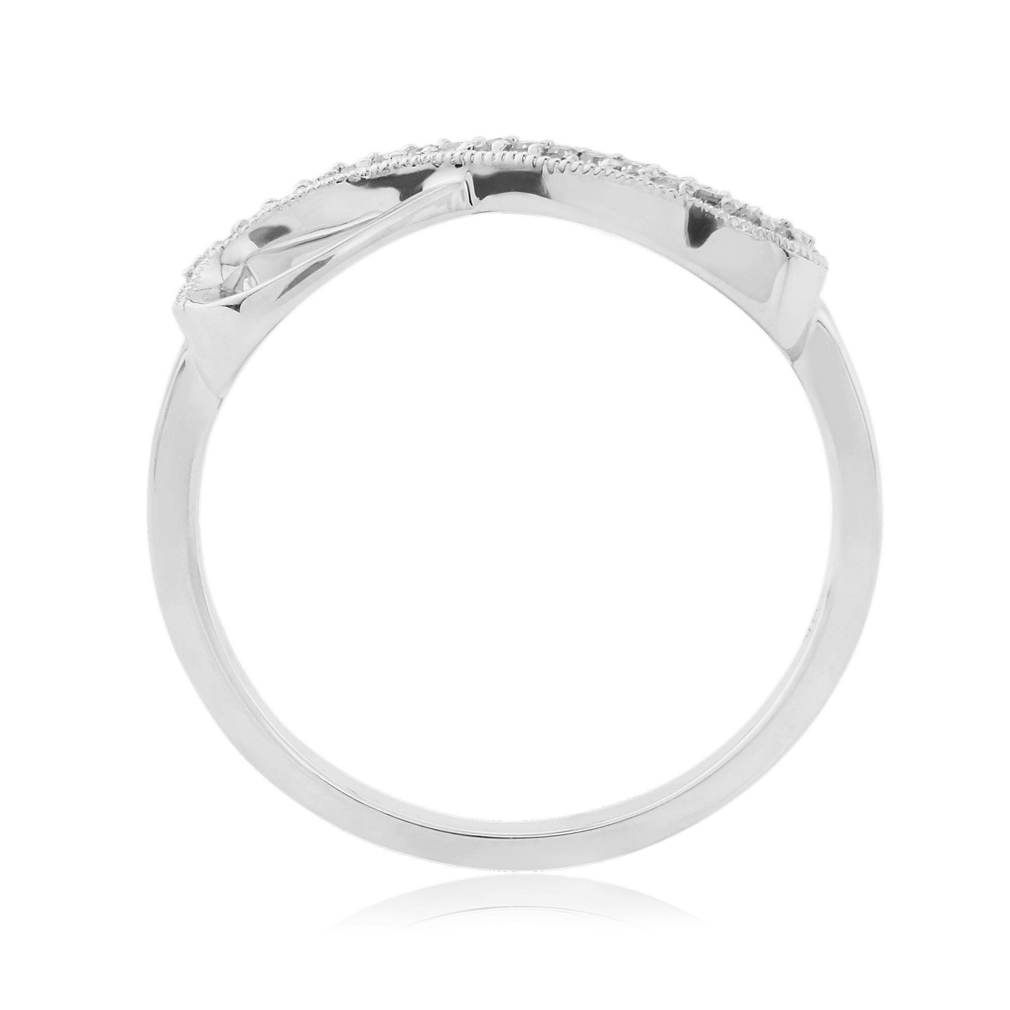 9ct white gold diamond set infinity ring 0.07ct