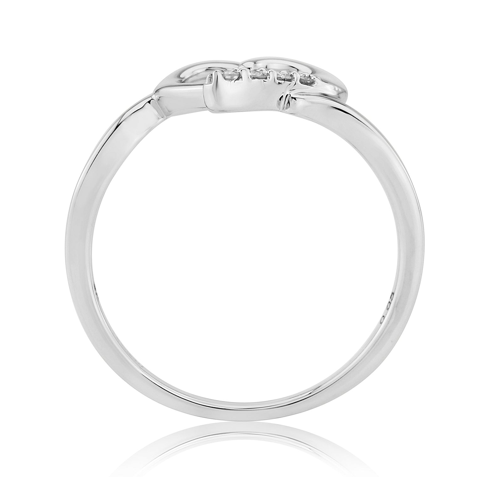 9ct white gold diamond set heart ring 0.05ct
