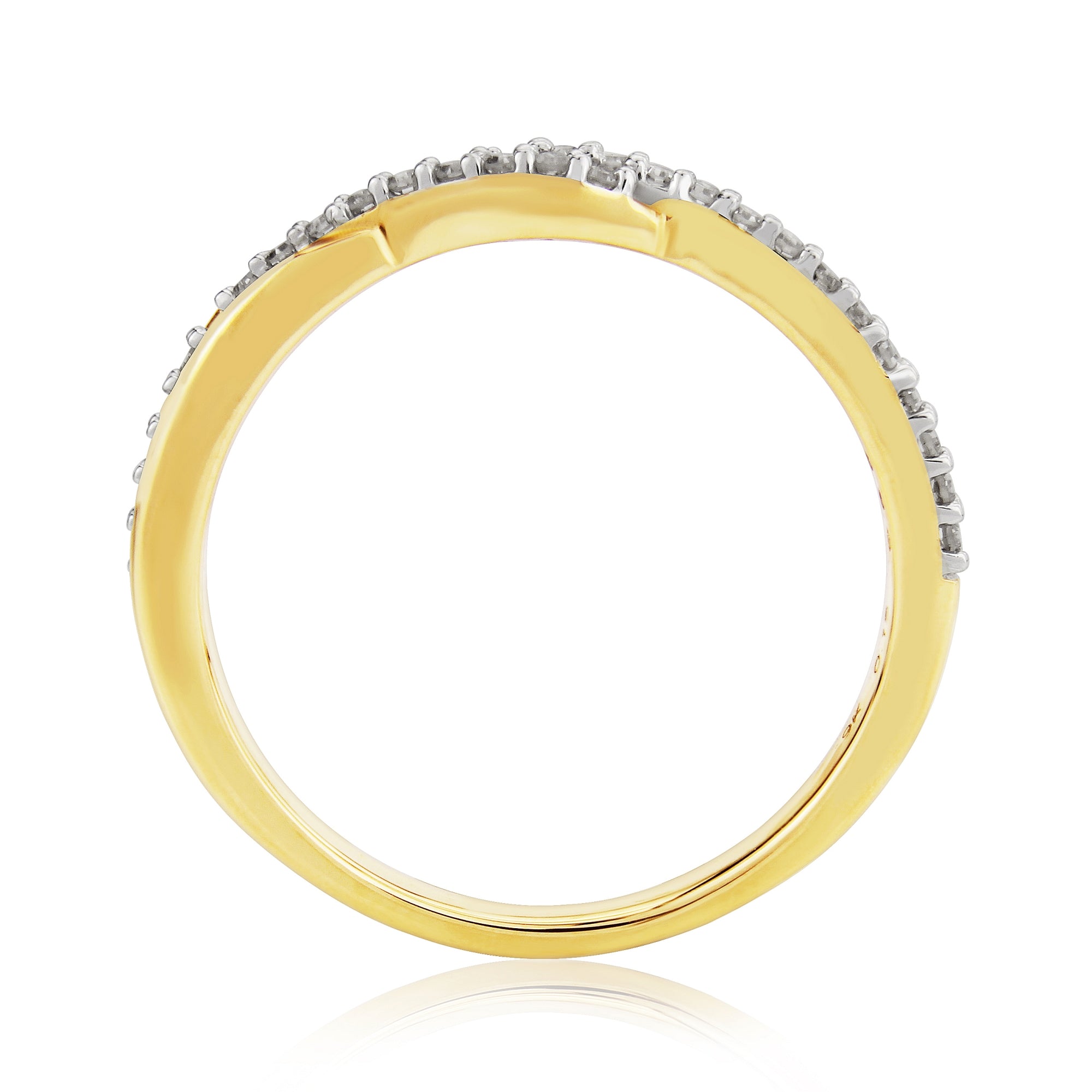 9ct gold diamond set crossover half eternity ring 0.15ct