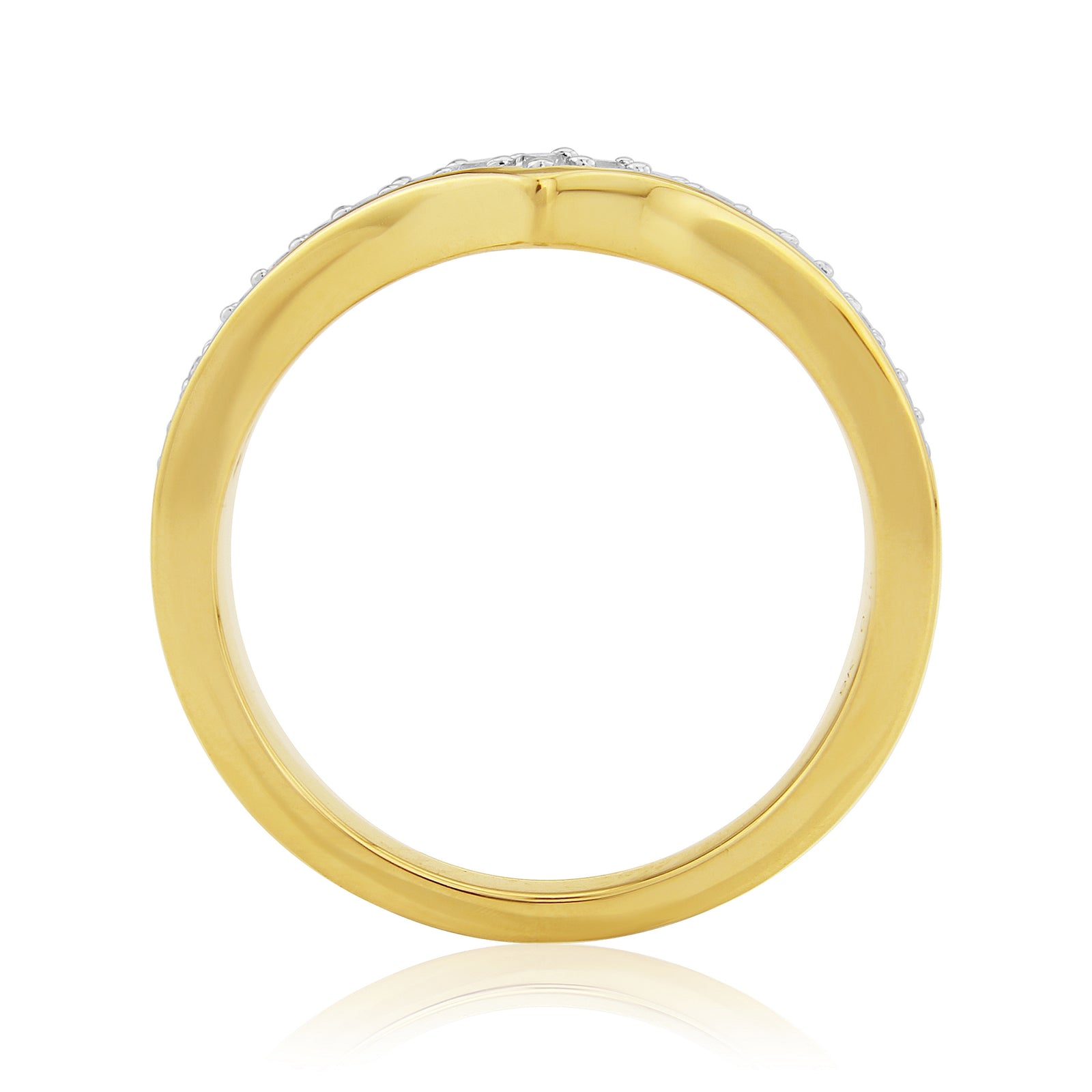 9ct gold milgrain edge diamond set wishbone ring 0.16ct