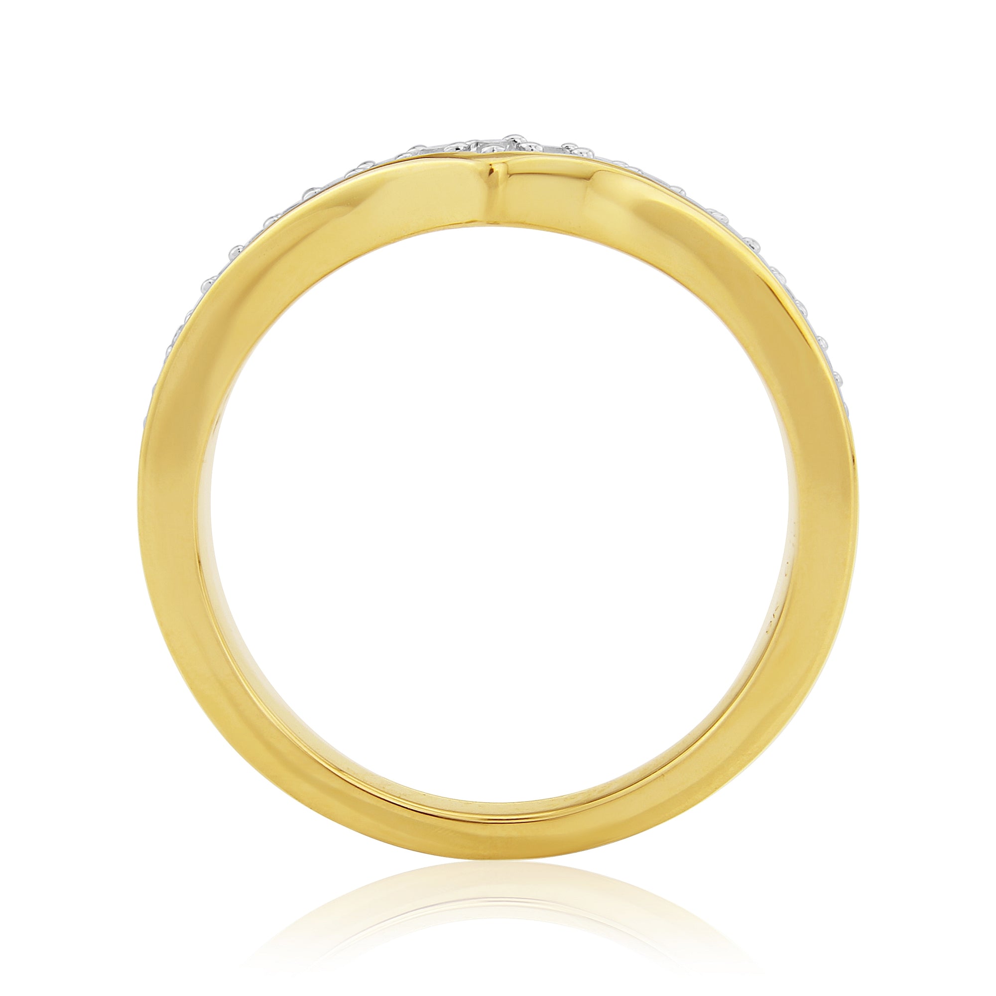 9ct gold milgrain edge diamond set wishbone ring 0.16ct