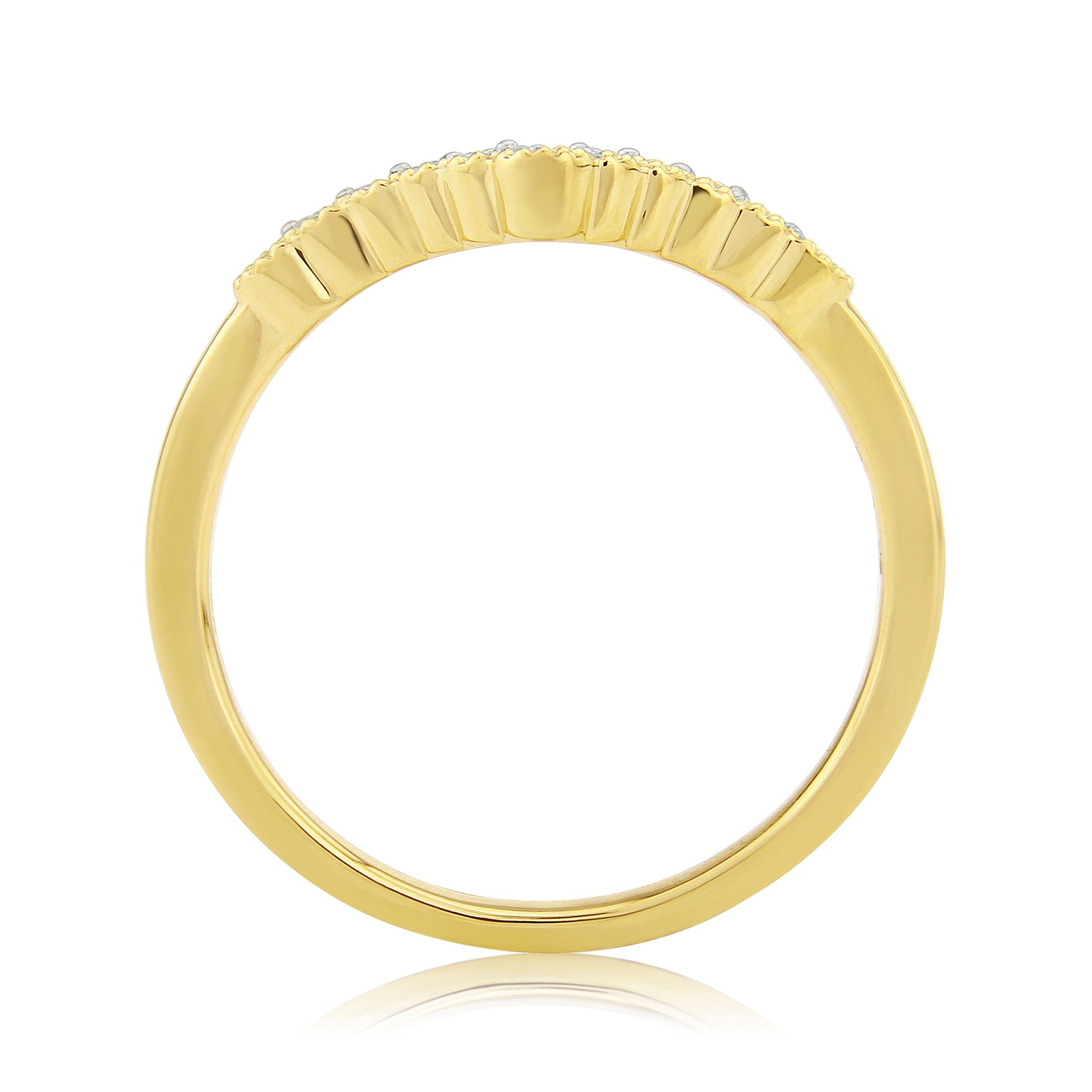 9ct gold milgrain edge diamond set wishbone ring 0.15ct