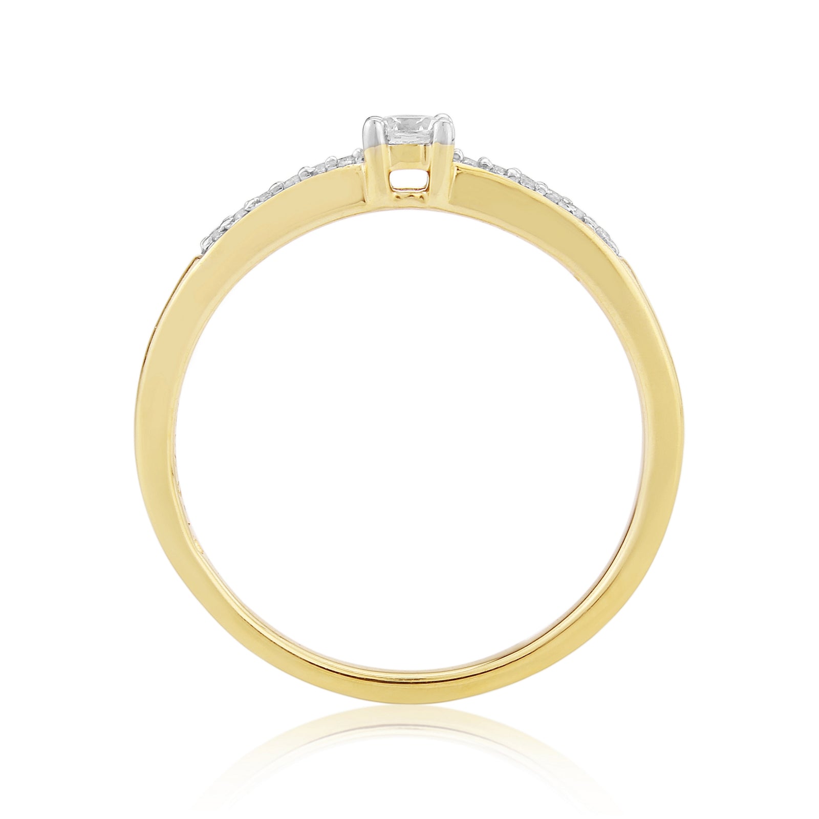 9ct gold single stone diamond ring with diamond set shoulders 0.15ct