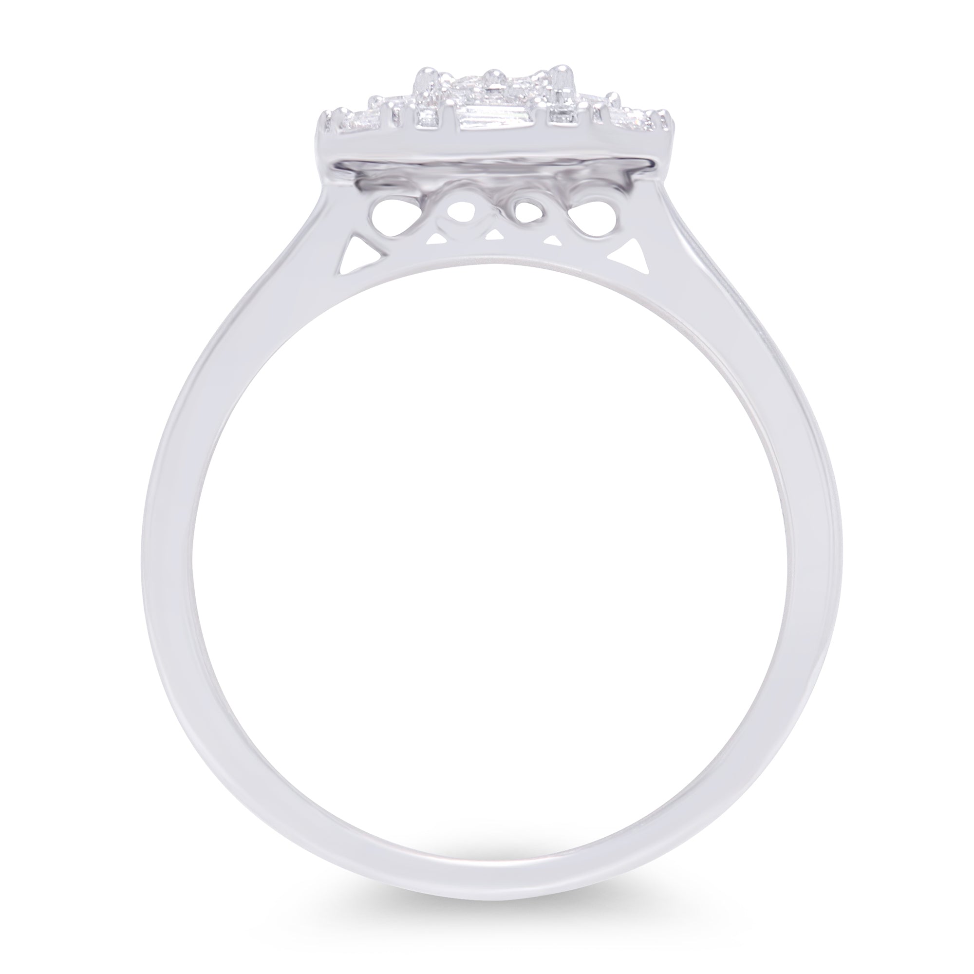 9ct white gold brilliant & baguette cut diamond cluster ring 0.40ct