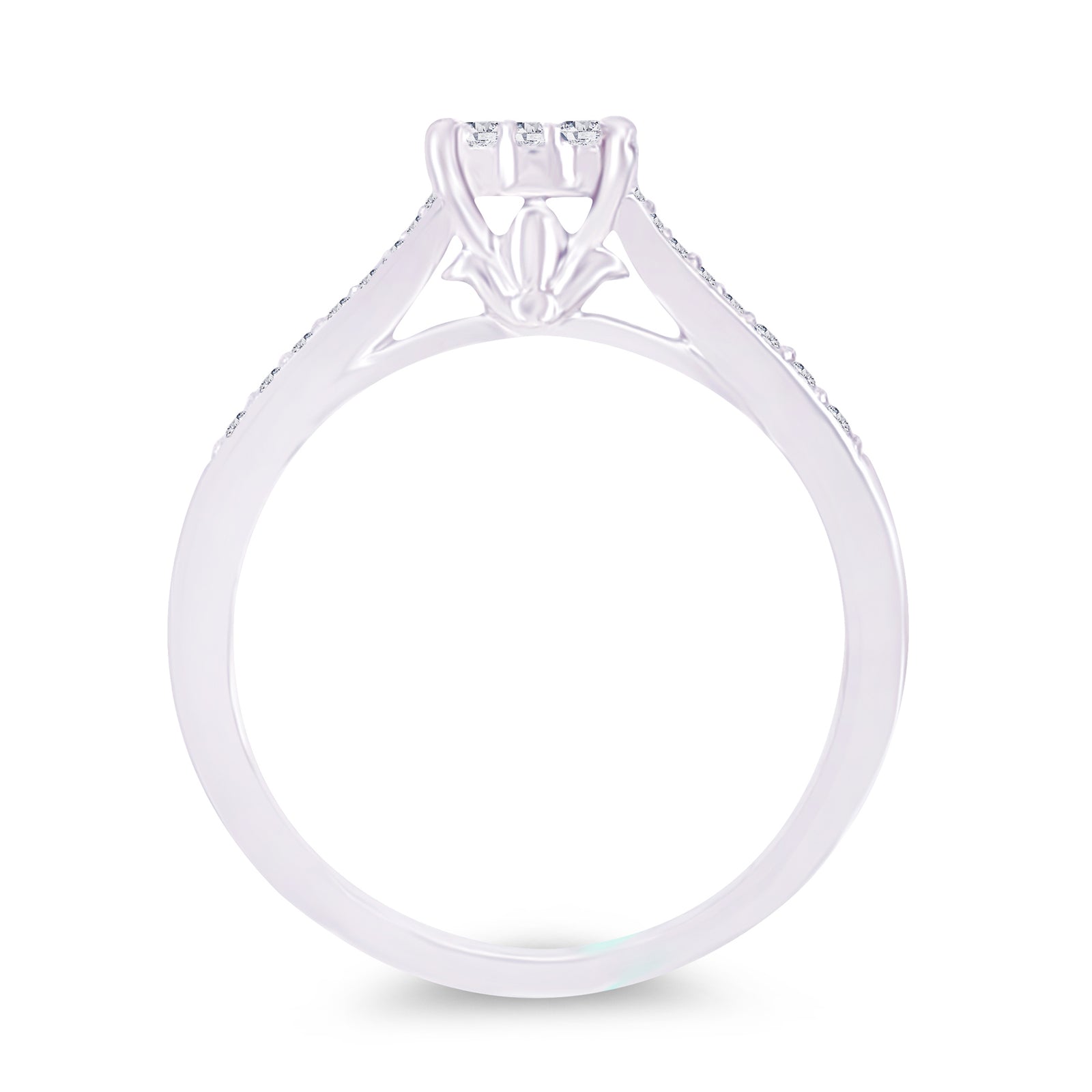 9ct white gold diamond cluster ring with diamond set shoulders 0.30ct