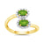 9ct gold double 5x3mm oval peridot & diamond crossover cluster ring 0.14ct