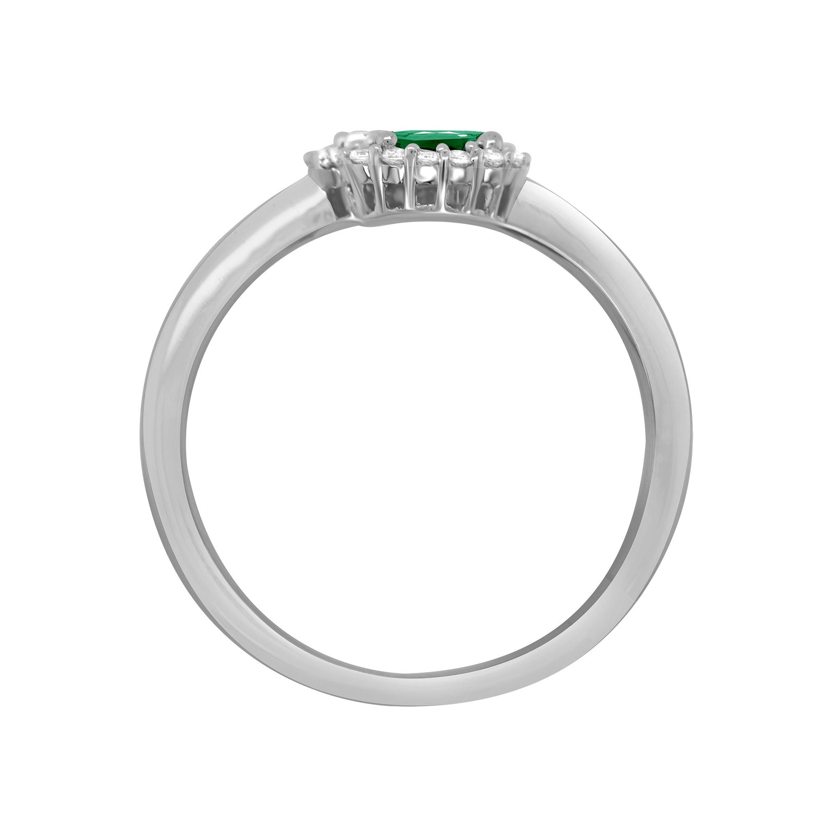 9ct white gold double 5x3mm oval emerald & diamond crossover cluster ring 0.14ct