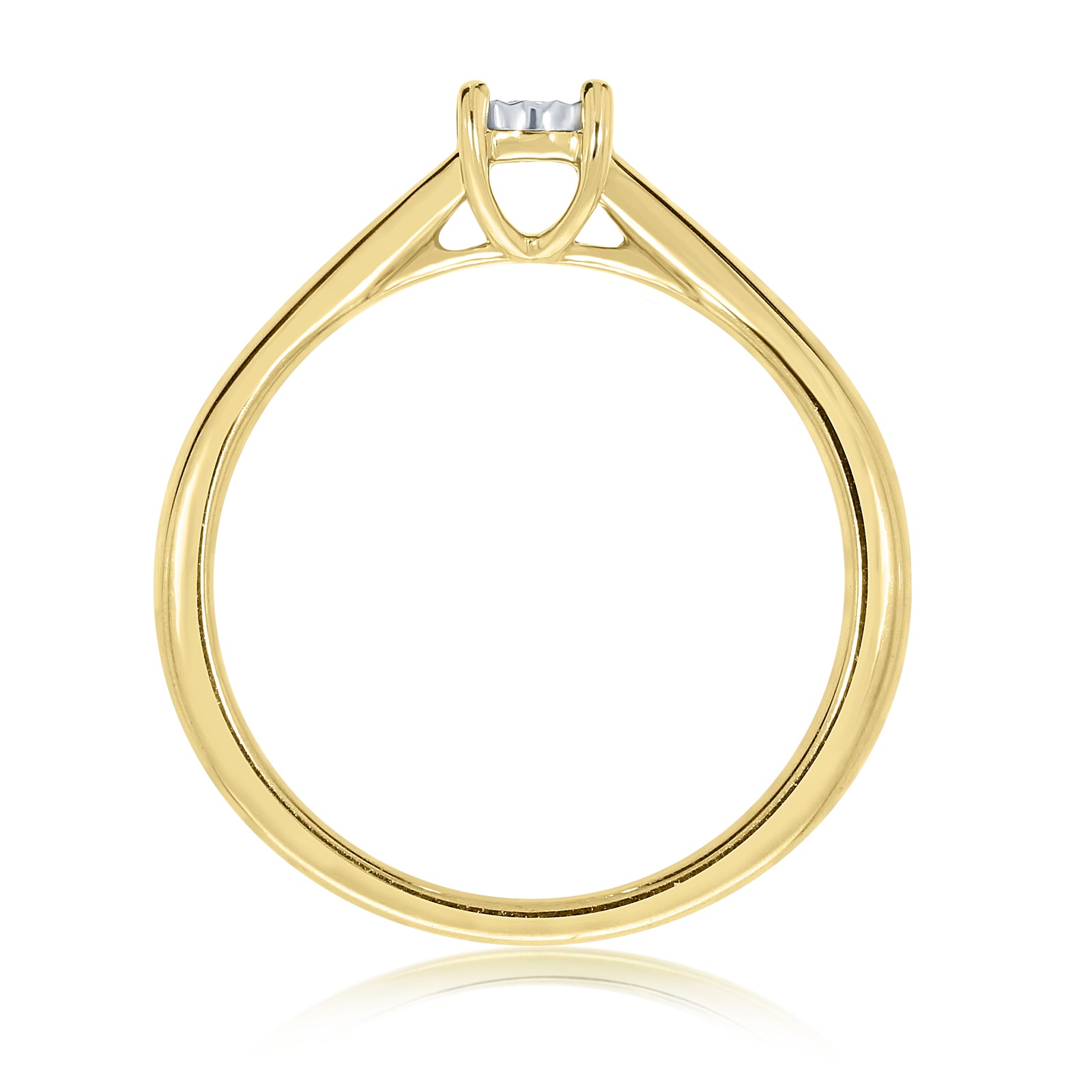 9ct gold single stone miracle plate diamond ring 0.05ct