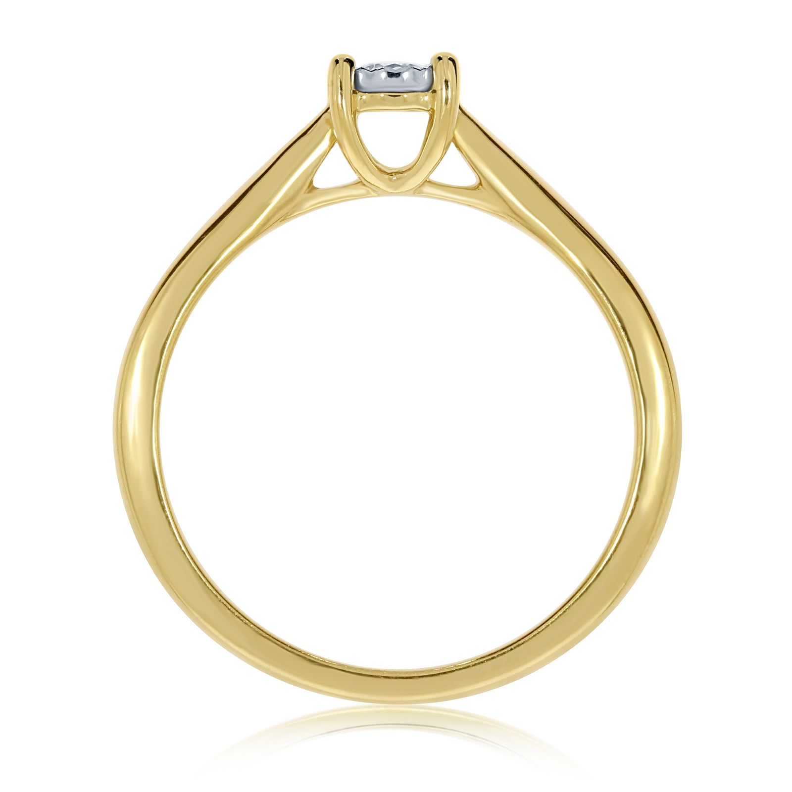 9ct gold single stone miracle plate diamond ring 0.10ct