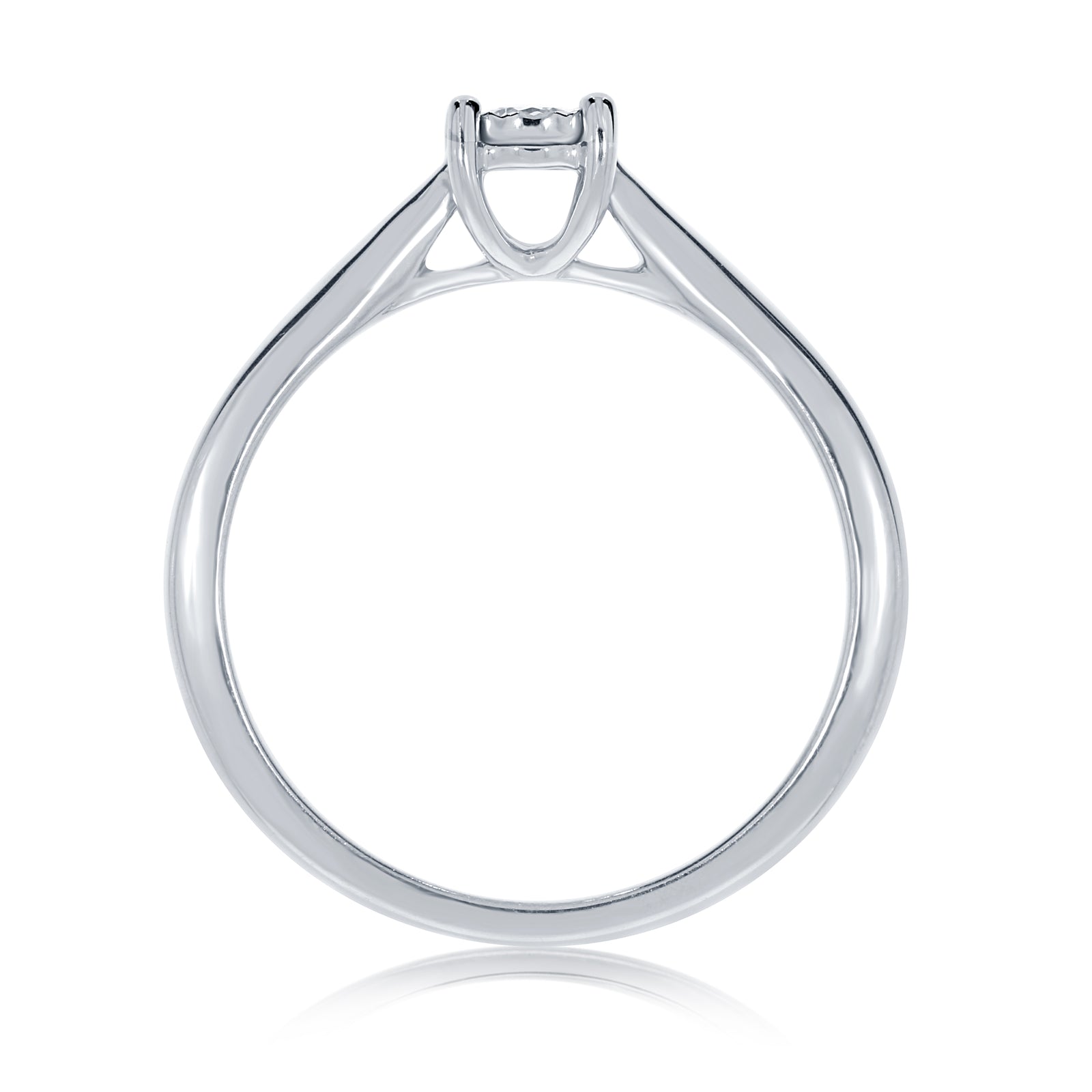 9ct white gold single stone miracle plate diamond ring 0.10ct