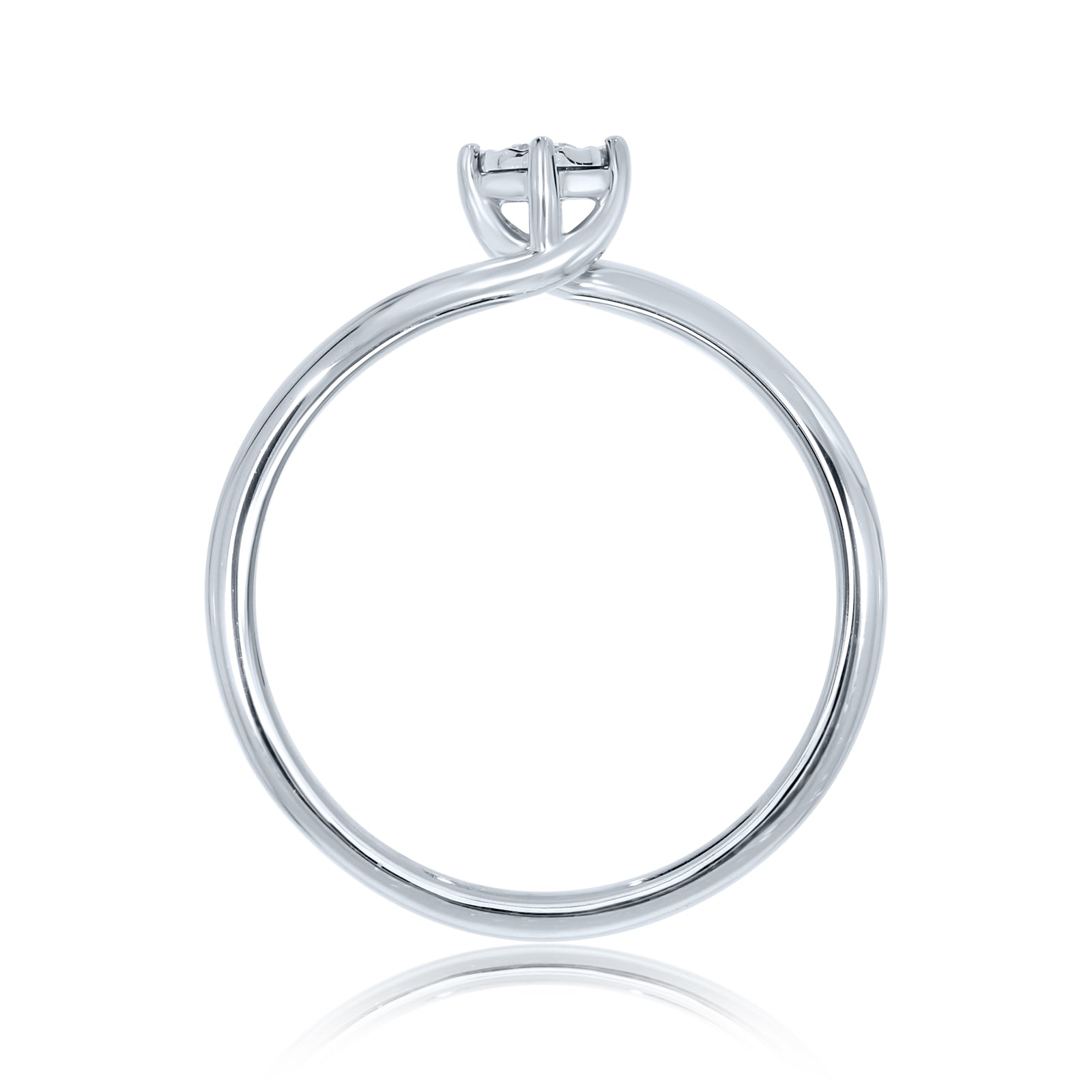 9ct white gold single stone miracle diamond crossover ring 0.05ct